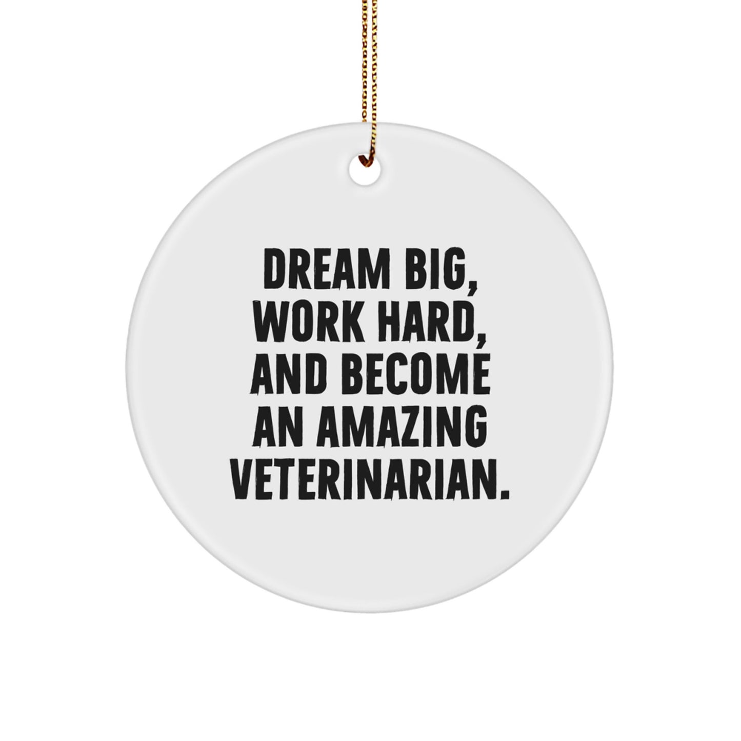 Inspirational Veterinarian Gifts, Dream Big, 'Work Hard, And Become An Amazing Veterinarian.', Circle Ornament, Christmas Unique Presents for Men, Women, or Friends from Family - Image 1