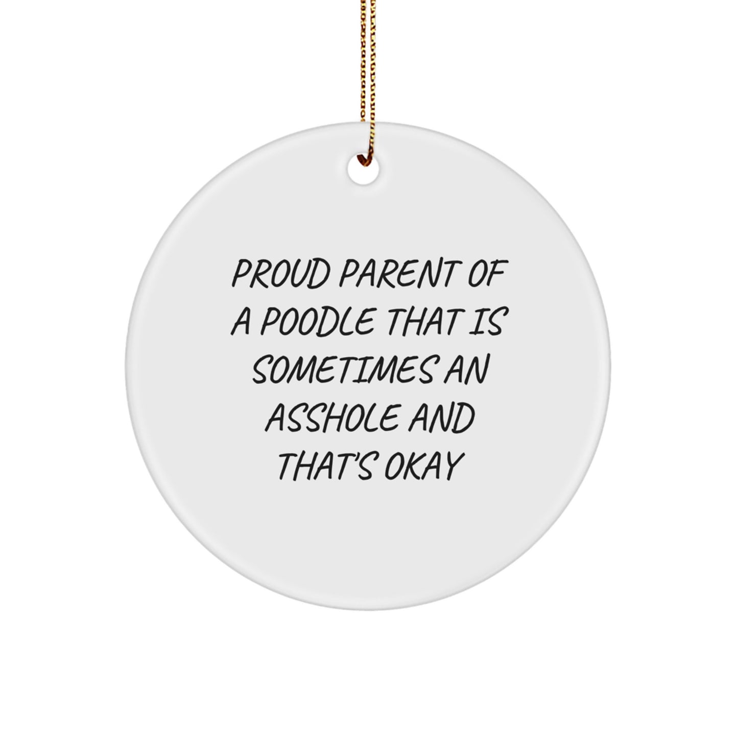 Funny Poodle Dog Circle Ornament Gifts from Family Friends for Christmas - Image 1