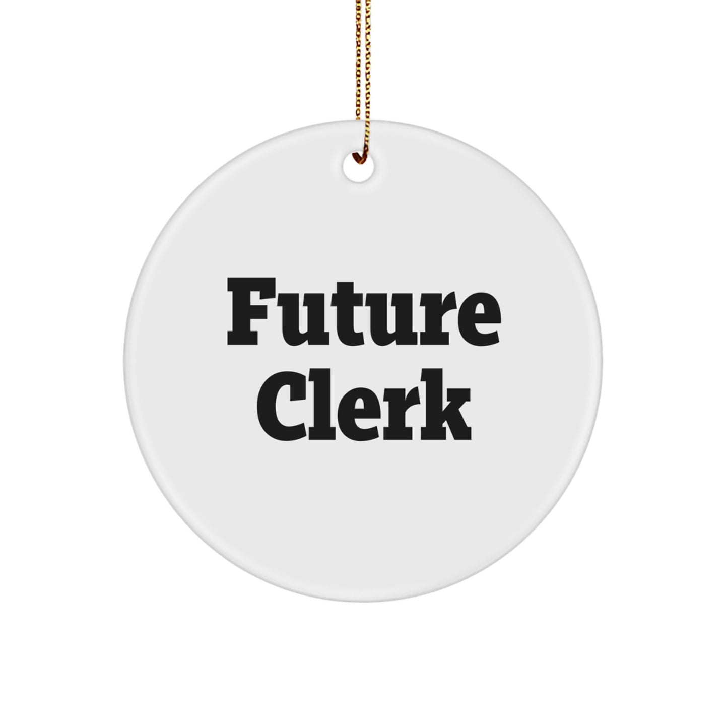 Funny Future Clerk Gifts from Coworkers for Christmas, Circle Ornament, 'Expect the Unexpected' - Image 1