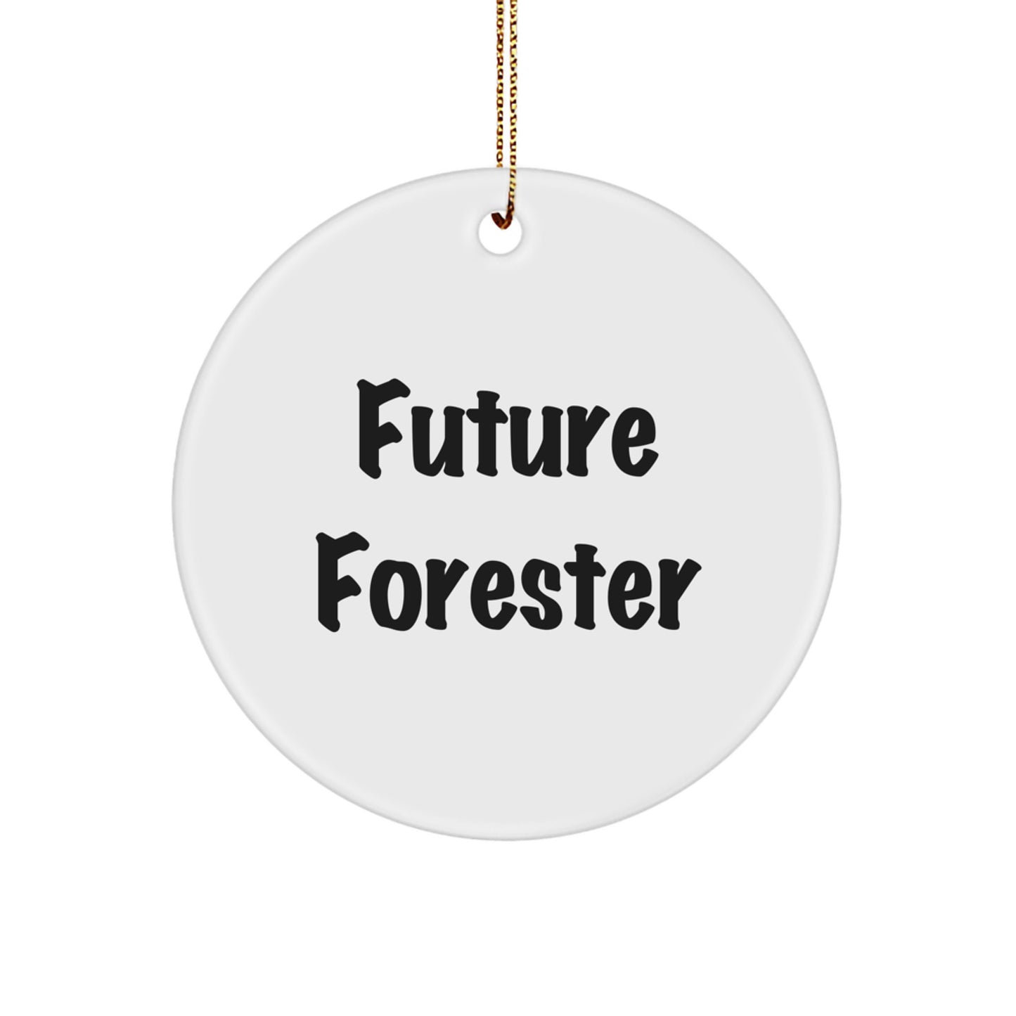 Funny Forester Gifts for Men Circle Ornament 'Future Forester' White Christmas Decoration, Gifts from Dad or Friends - Image 1