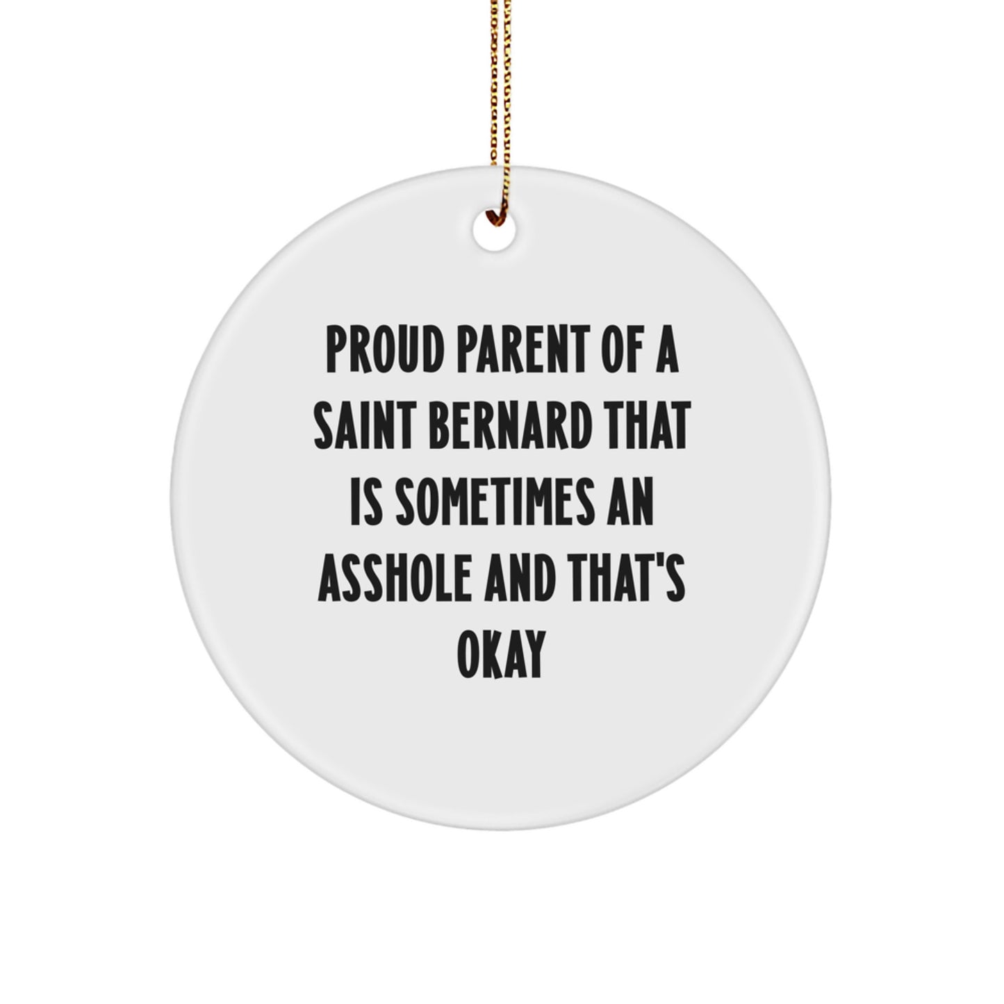 Funny Saint Bernard Dog Lover Gifts for Men Women Friends Family - Christmas Unique Circle Ornament from Lover - Image 1