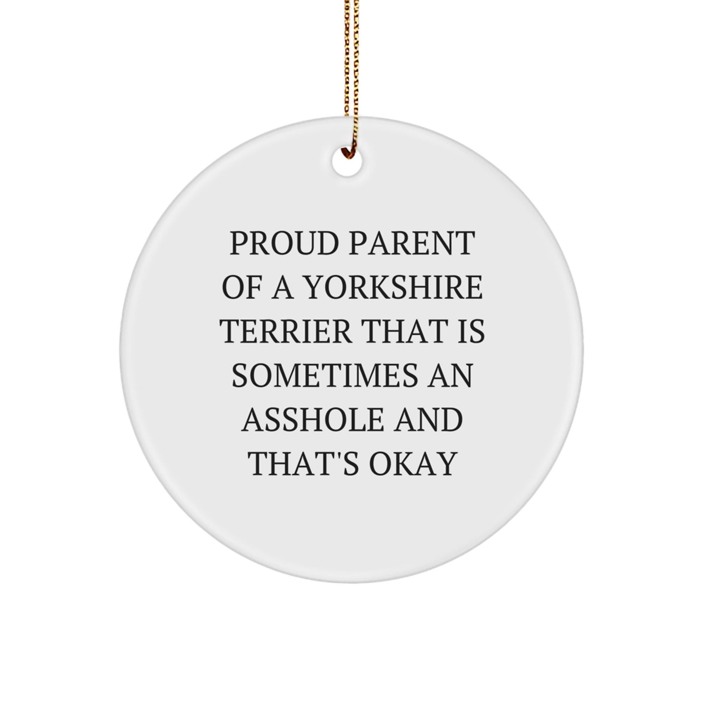 Yorkshire Terrier Dog Christmas Unique Gifts from Family for Proud Parent of Yorkshire Terrier That's Okay Circle Ornament - Image 1