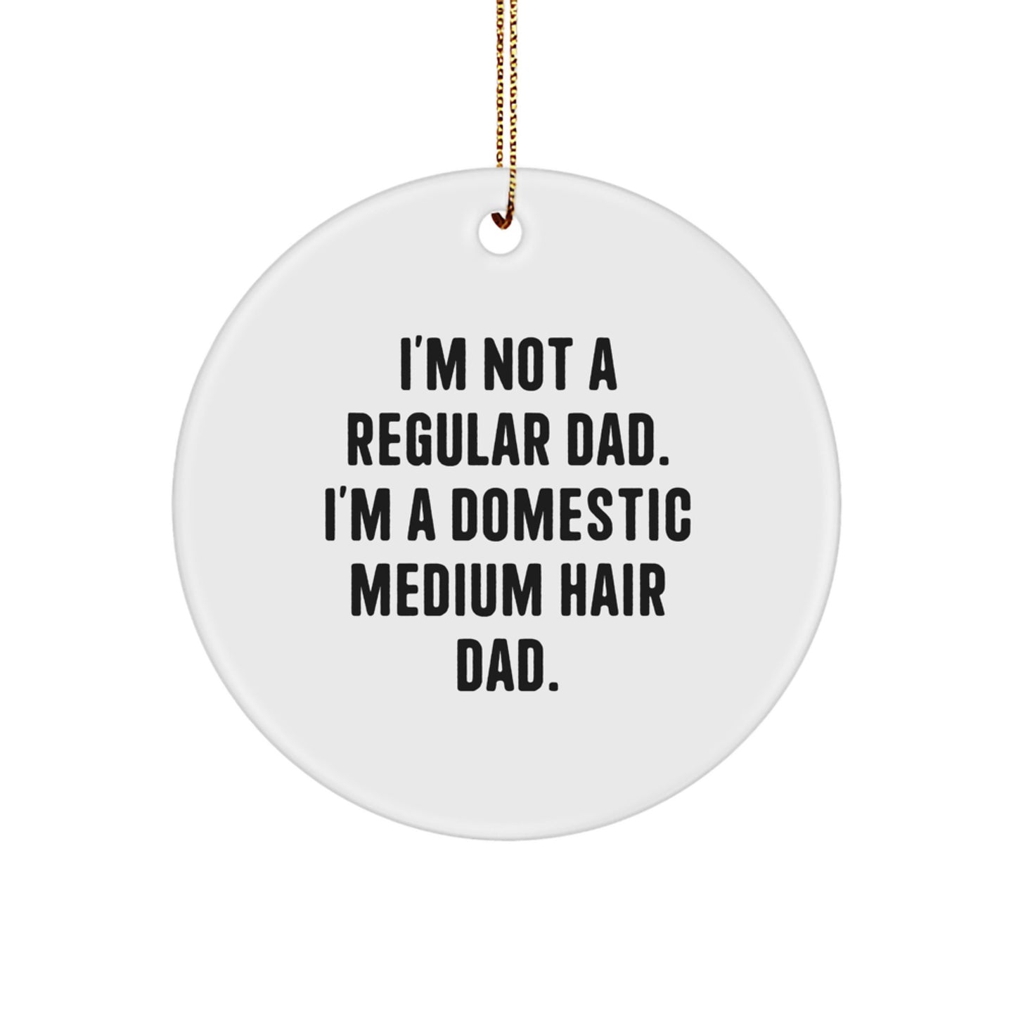 Funny Domestic Medium Hair Cat Circle Ornaments Gifts from Dad for Christmas Unique Decorations - Image 1