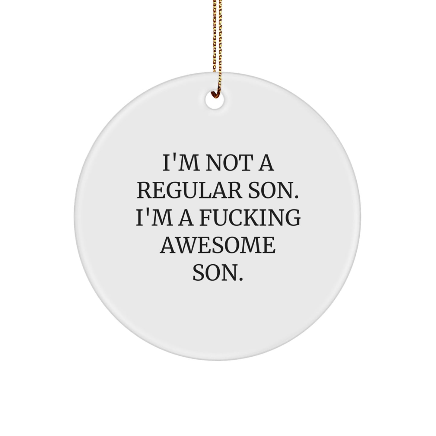 Funny Son Gifts for Him, Awesome Circle Ornaments for Christmas Unique Gifts from Family to Son - Image 1
