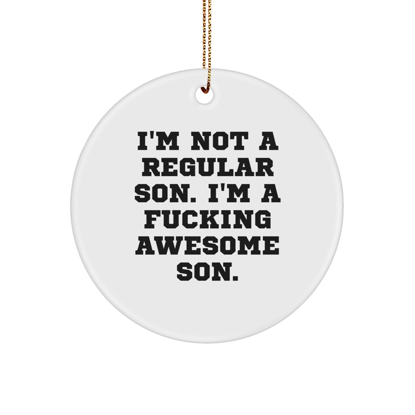 Funny Son Gifts, I'm Not A Regular Son, Awesome Son Circle Ornament, Christmas Unique Gifts for Sons, Gifts from Dad, Mom, or Family - Image 1