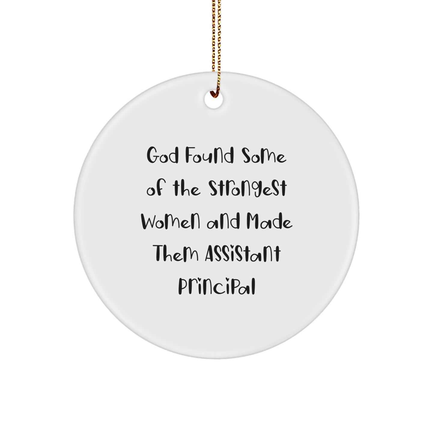 Funny Assistant Principal Gifts from Women, Inspirational Christmas Unique Ornaments for Assistant Principals, Circle Shaped MDF Wood - Image 1