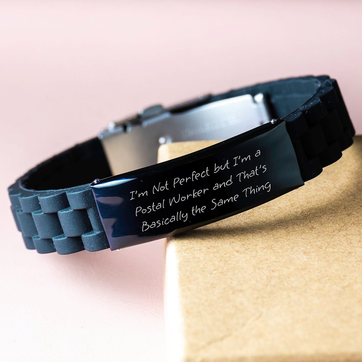 Funny Quote Gifts for Postal Worker, Christmas Unique Gifts from Coworkers, Men's Glide lock Clasp Bracelet - Image 3