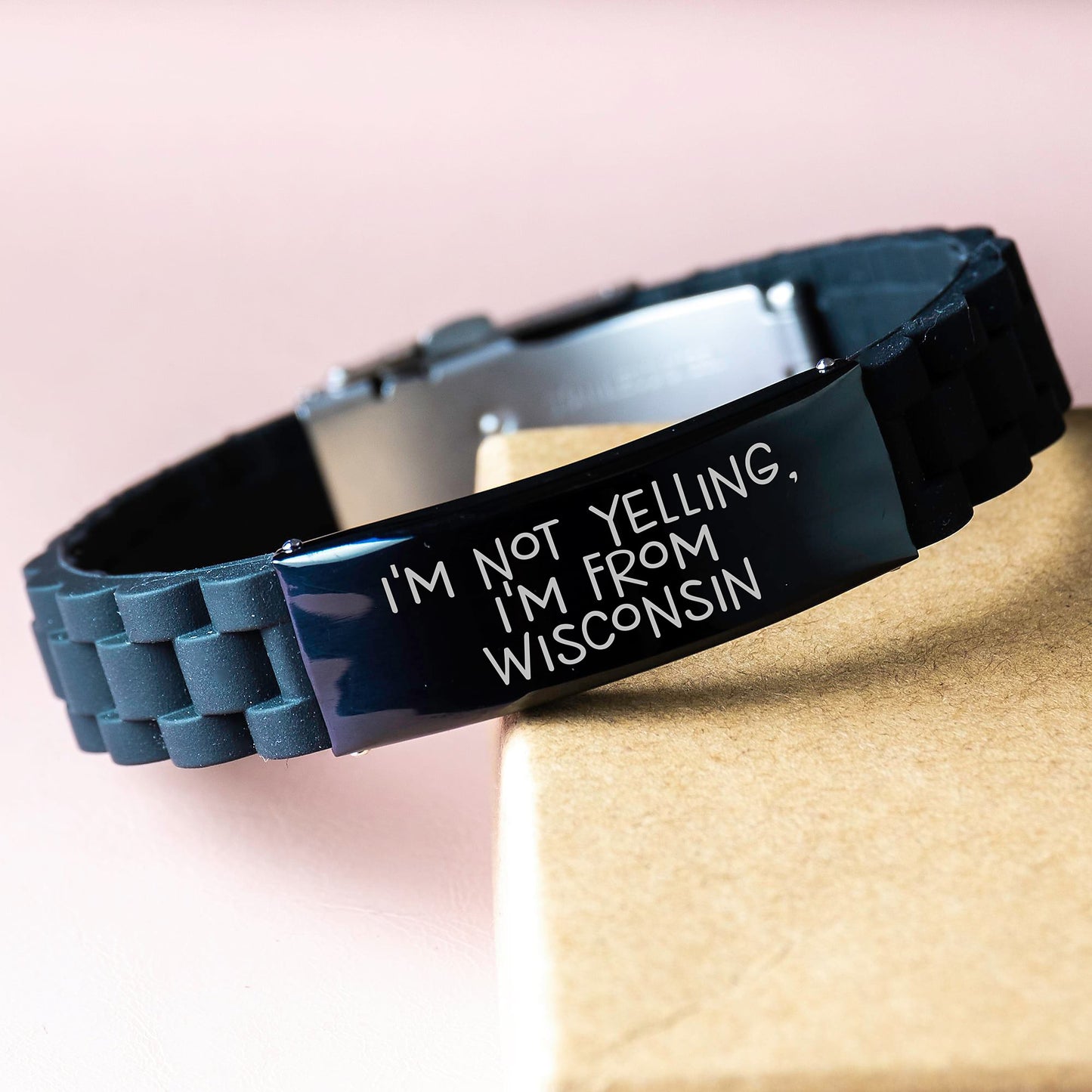 Wisconsin Proud Glide lock Clasp Birthday Unique Gift 'I'm Not Yelling, I'm From Wisconsin' Men or Women Friends Family - Image 3