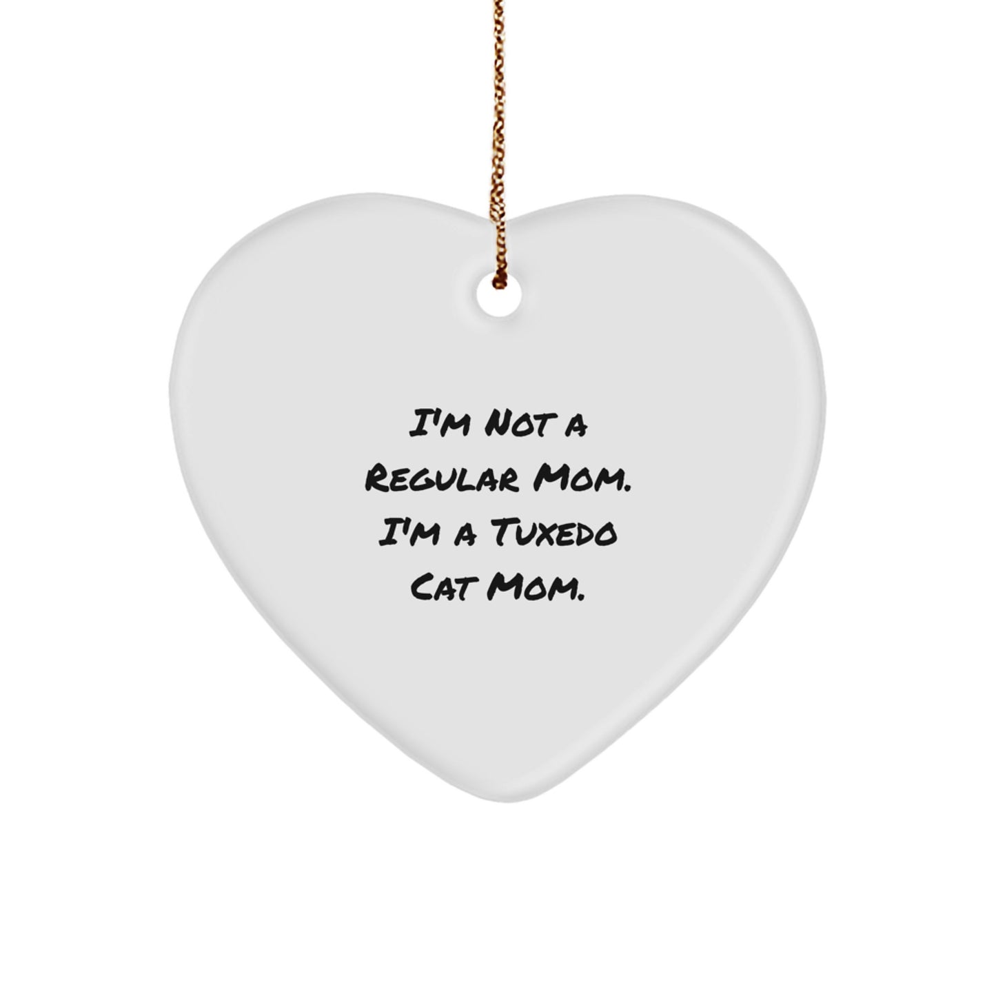 Funny Tuxedo Cat Gifts from Mom for Christmas Heart Ornament Unique - Image 1