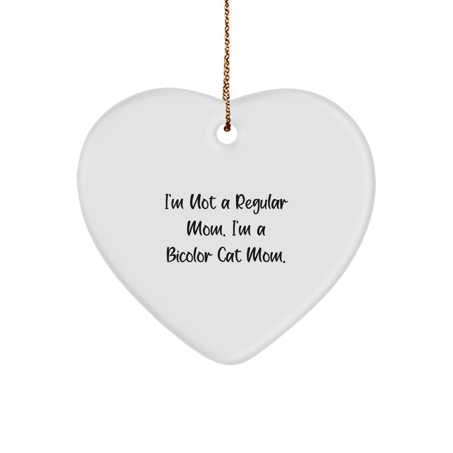 Funny Bicolor Cat Mom Heart Ornament Gifts from Friends to Family for Christmas - Image 1