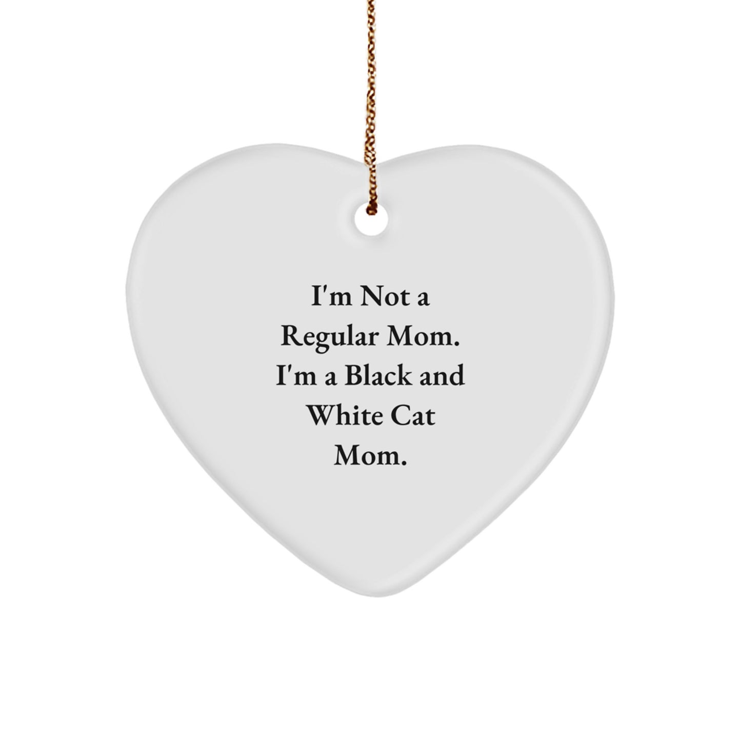 Funny Black and White Cat Mom Heart Ornament Gift from Mom for Christmas Unique Gifts - Image 1