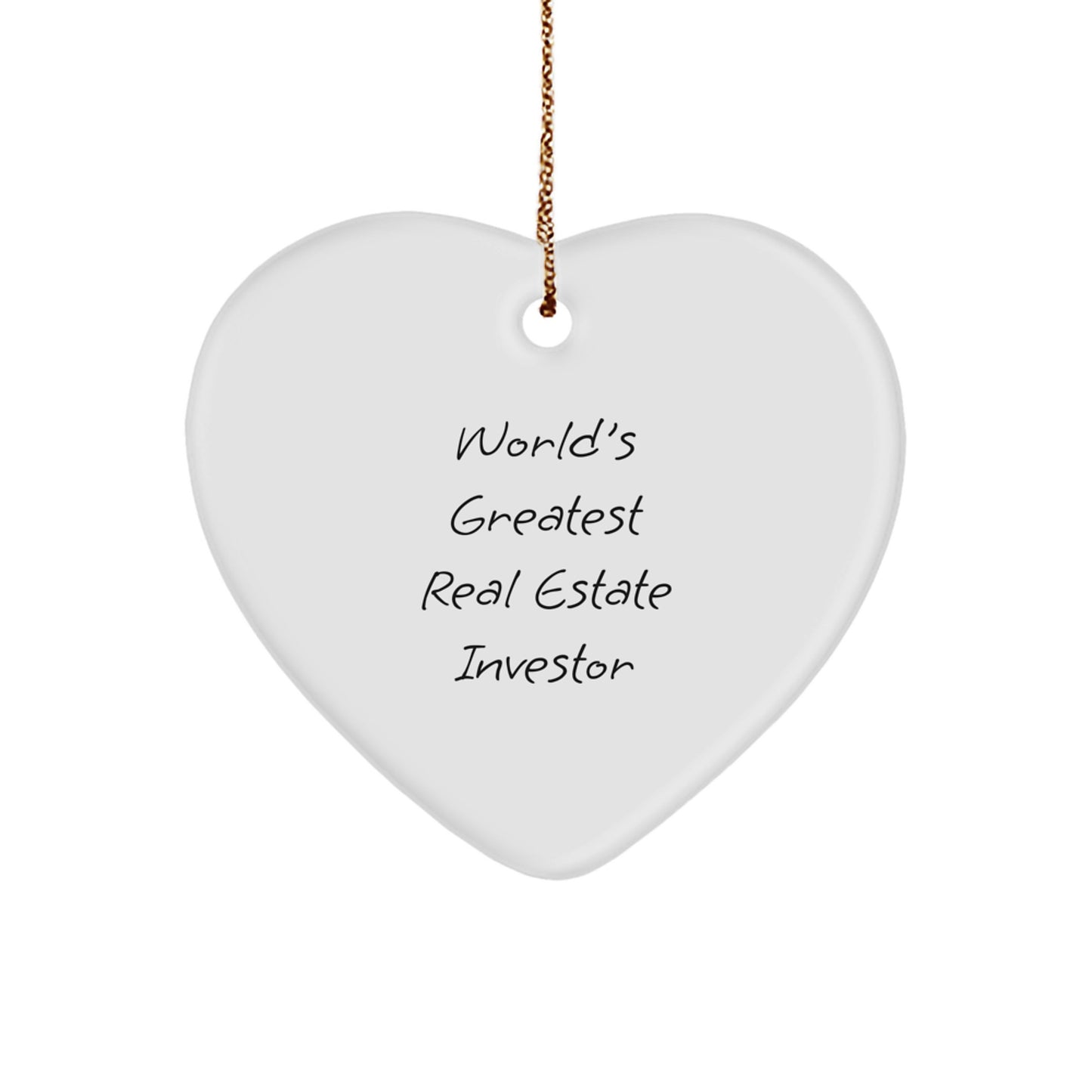 Funny Real Estate Investor Gifts from Friends, World's Greatest Real Estate Investor Heart Ornament, Christmas Unique Gifts for Real Estate Investor - Image 1
