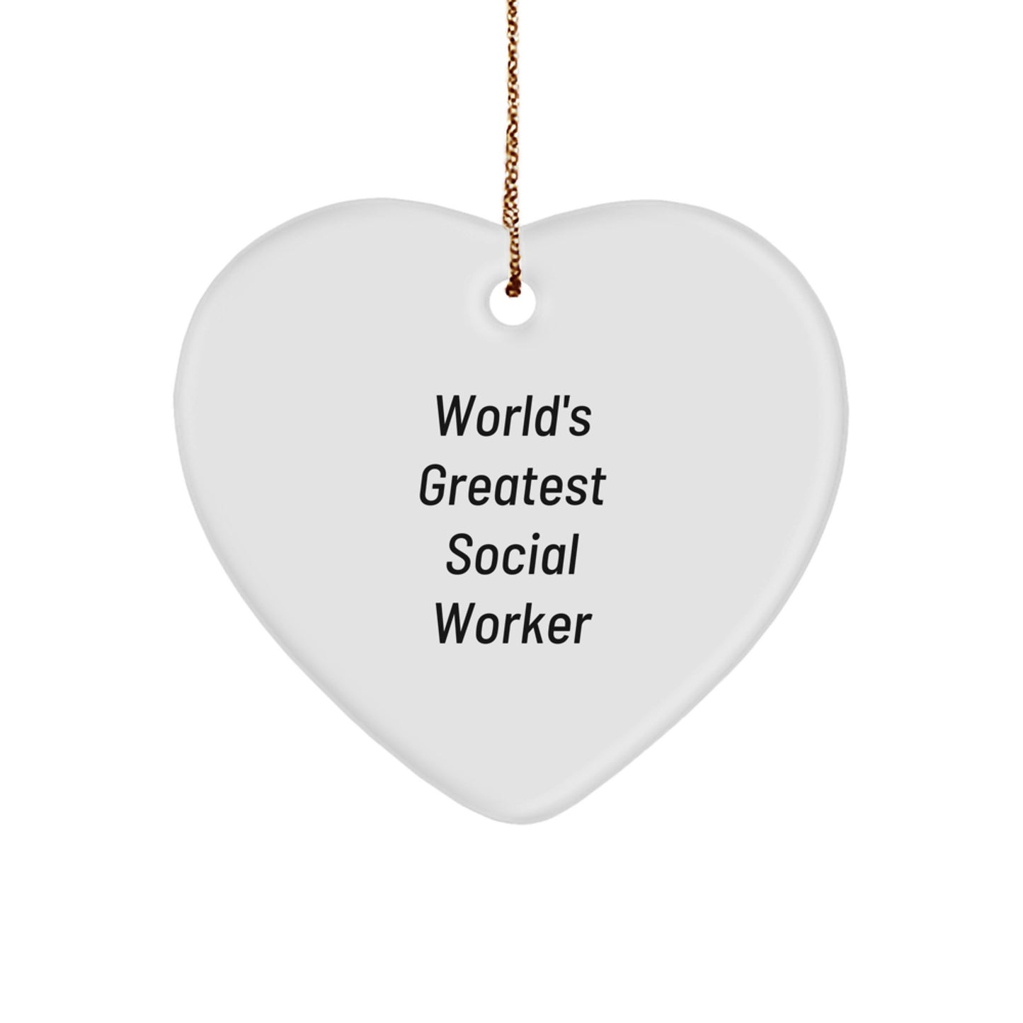 World's Greatest Social Worker Heart Ornament, Funny Christmas Unique Gift for Social Workers from Friends, Family, or Coworkers - Image 1