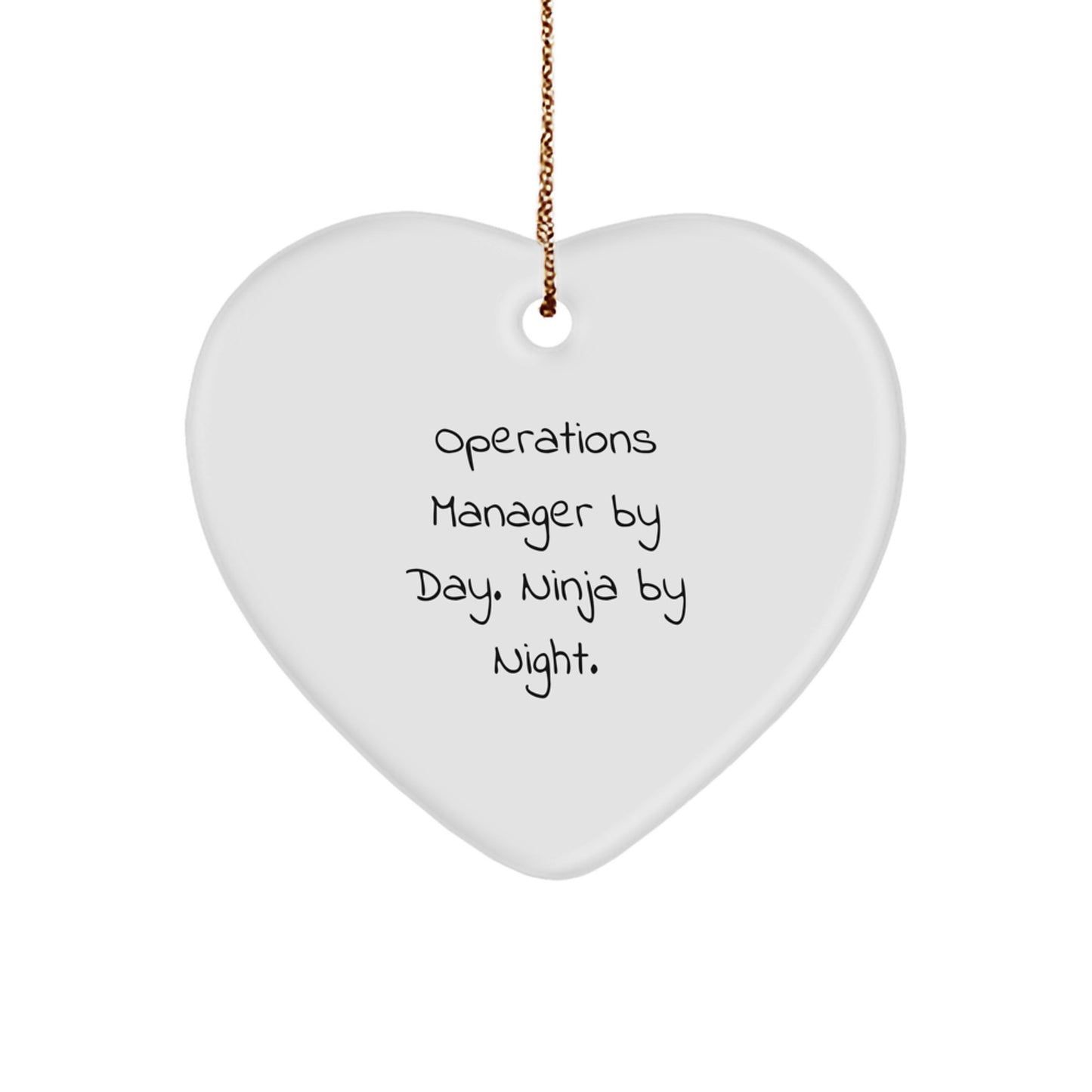Funny Operations Manager Gifts for Men, Women, Friends, Coworkers - Heart Ornament - Operations Manager By Day. Ninja By Night. Christmas Unique Gifts from Family - Image 1