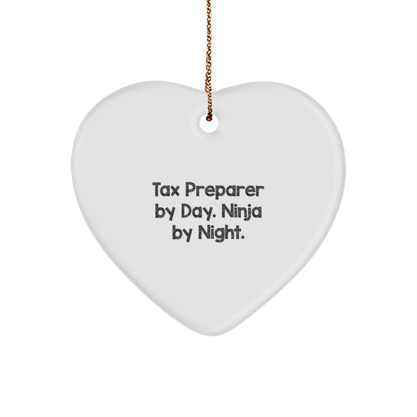 Funny Tax Preparer Gifts from Men for Tax Preparer By Day. Ninja By Night. Christmas Unique Heart Ornaments - Image 1