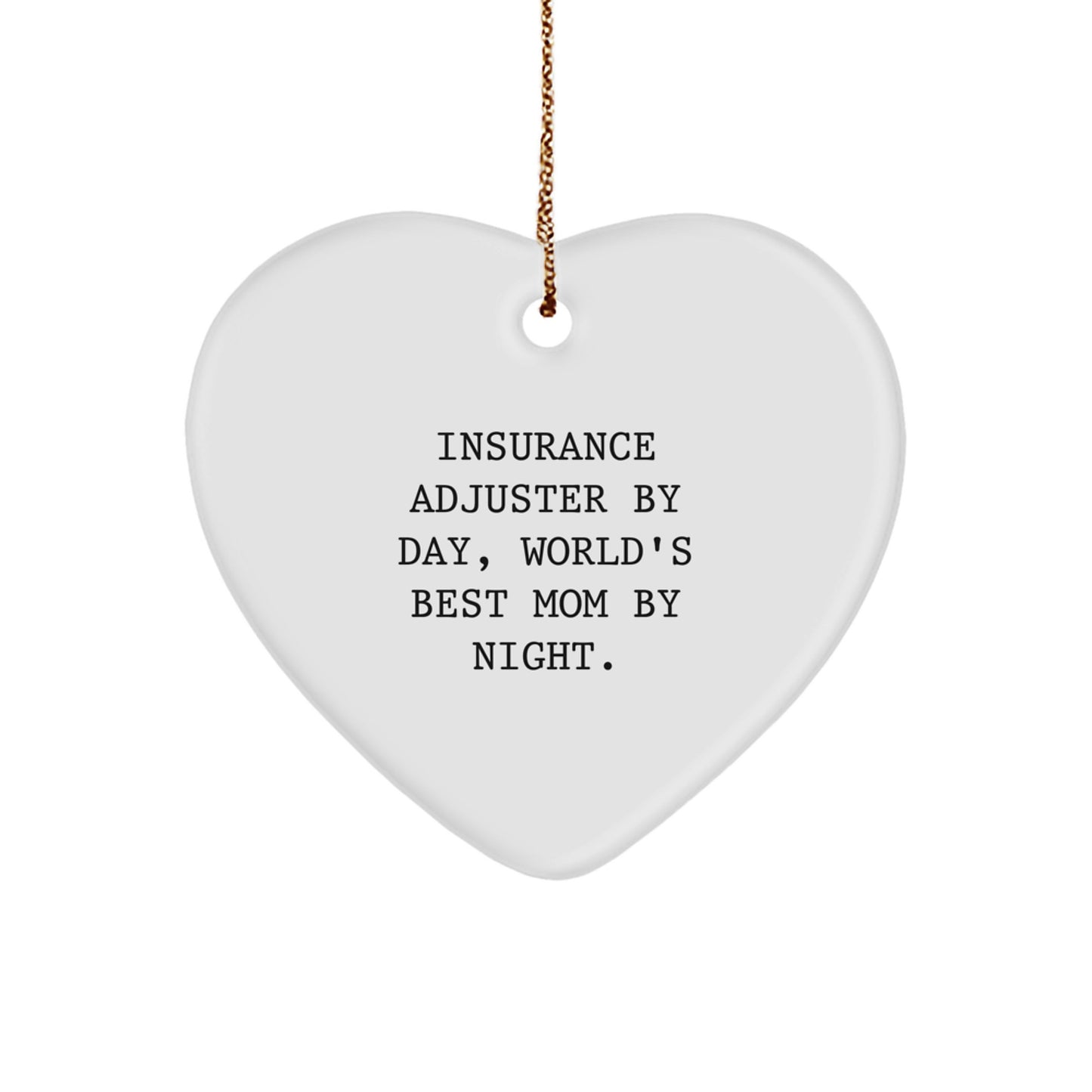 Insurance Adjuster Gifts Funny Heart Ornament for Mom By Day, World's Best Mom By Night, Christmas Unique Gifts for Insurance Adjuster, Gifts from Family - Image 1