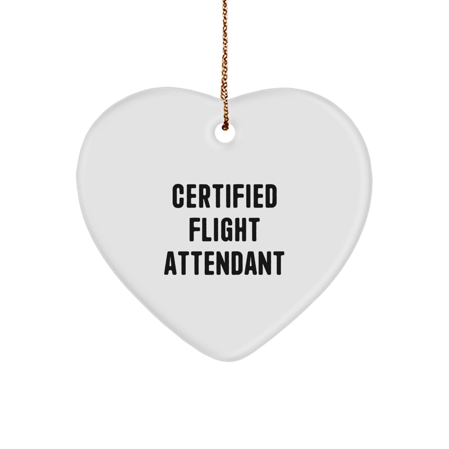 Funny Flight Attendant Gifts from Friends - Certified Flight Attendant Heart Ornament for Men Women Coworkers Family Christmas - Image 1