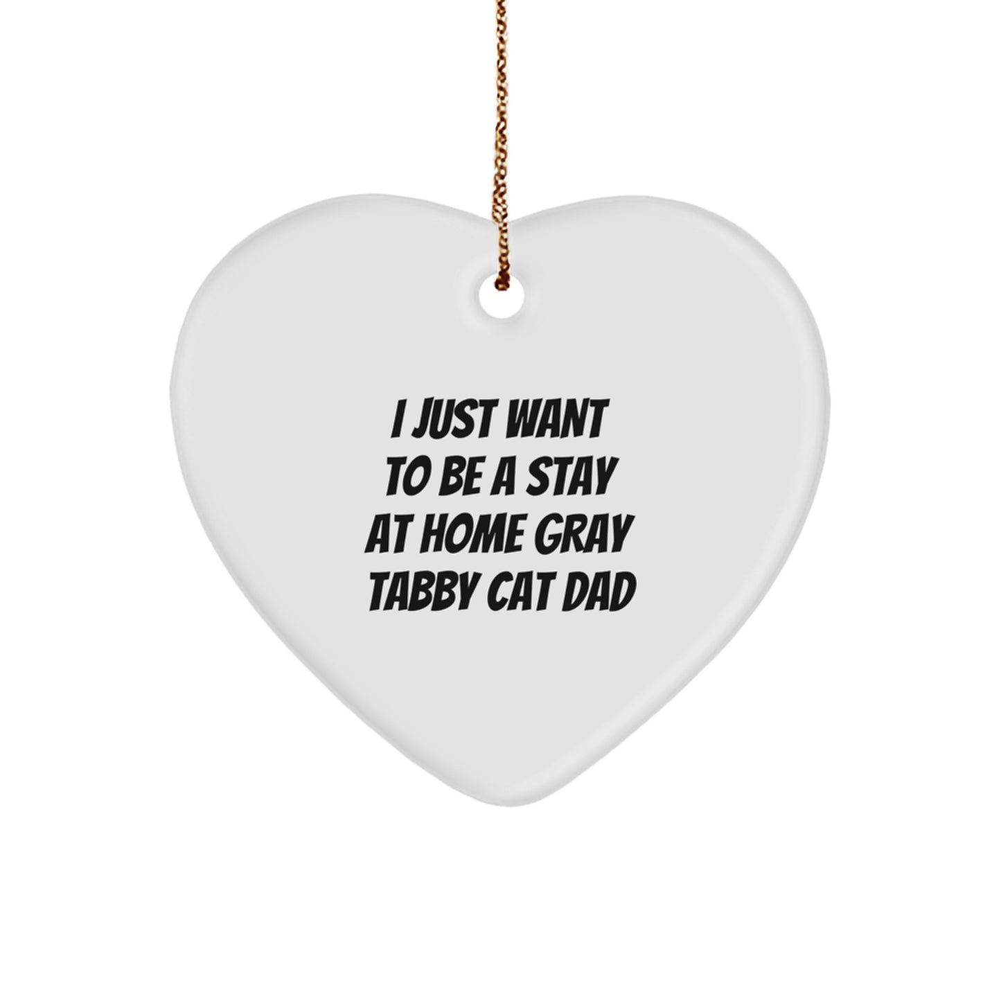 Funny Gray Tabby Cat Dad Gifts from Men to Friends, Gray Tabby Cat Heart Ornament for Christmas Unique Gifts - Image 1