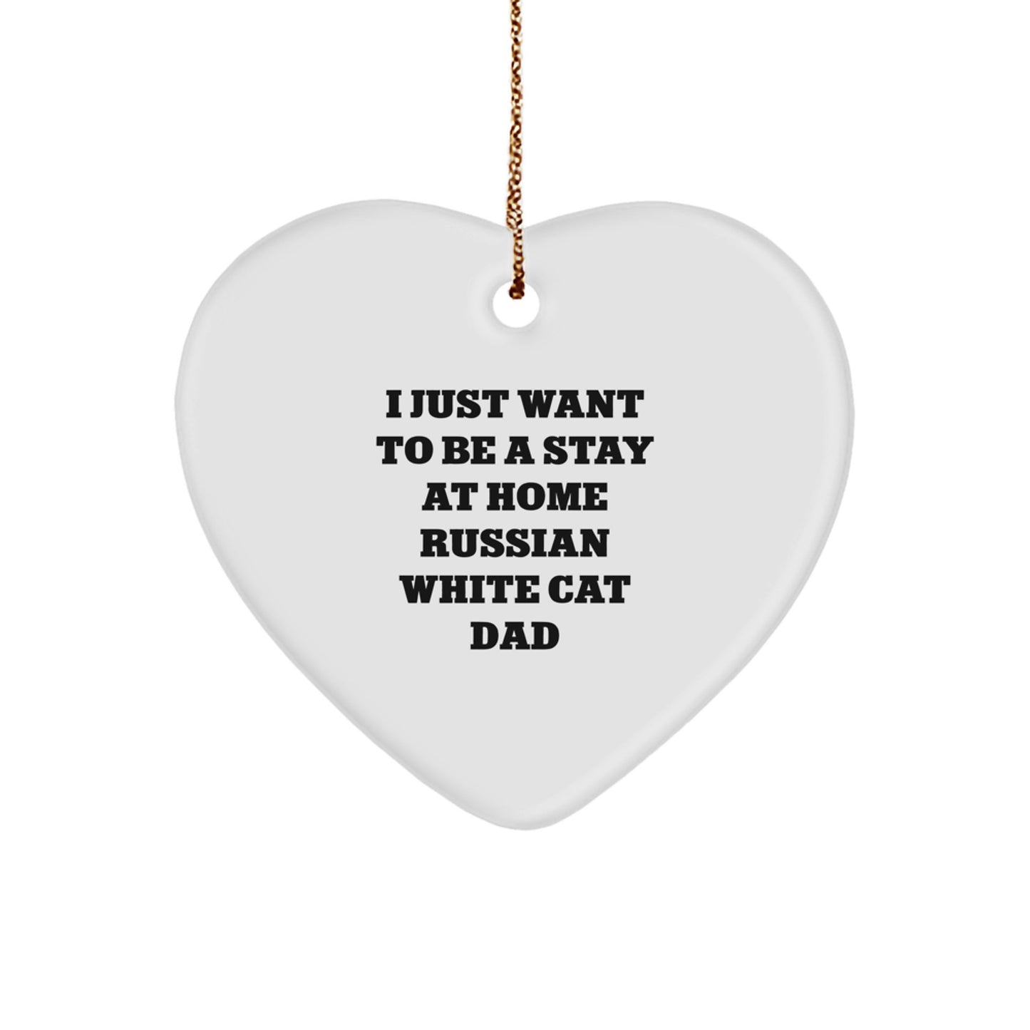 Russian White Cat Dad's Heart Ornament, Funny Quote Gifts from Men to Family, Christmas Unique Finds for Home Decor - Image 1