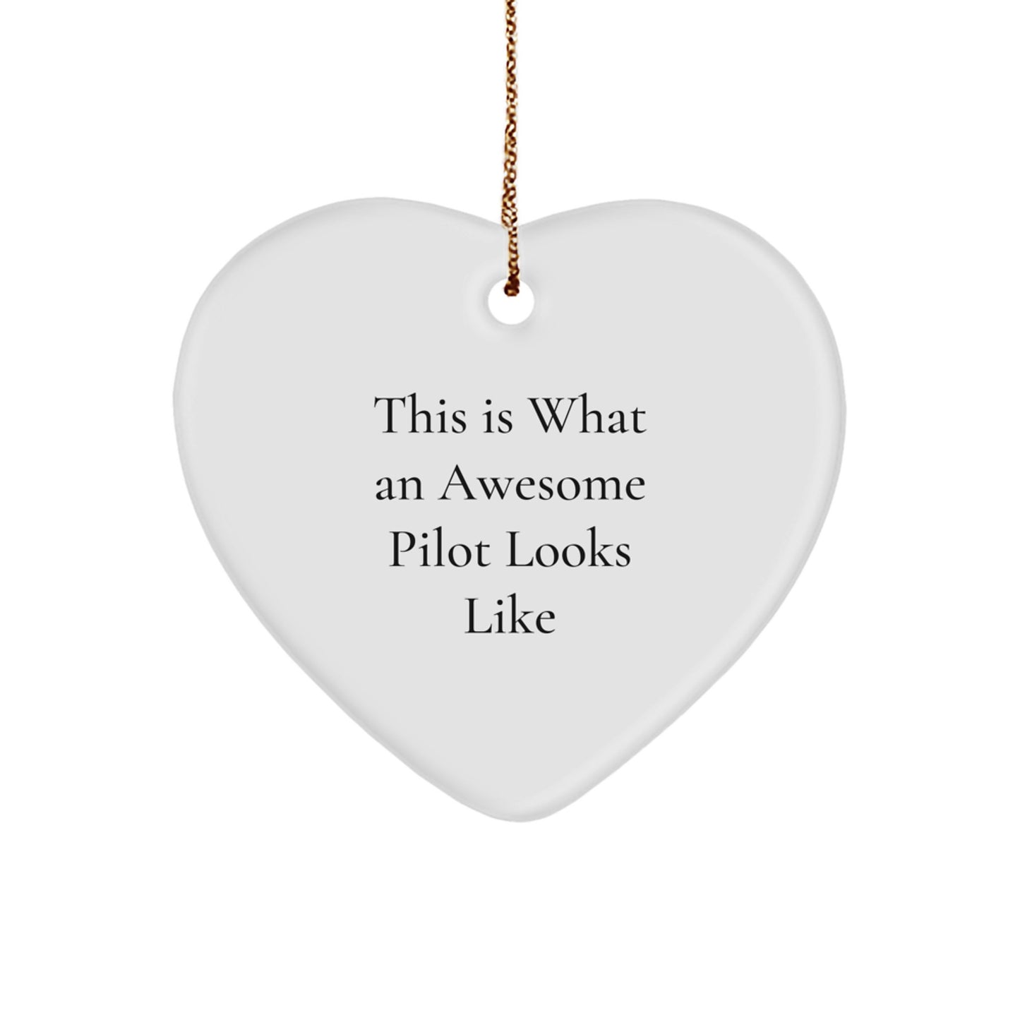 Funny Pilot Gifts from Men for Christmas - Heart Ornament with 'This Is What An Awesome Pilot Looks Like' Quote - Unique Pilot Heart Ornament for Christmas - Image 1