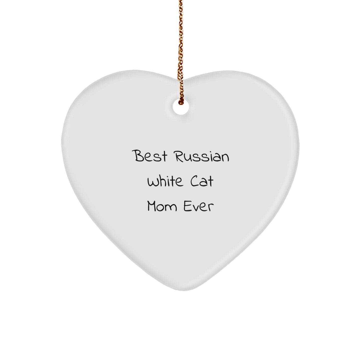 Russian White Cat Mom Gifts from Friends, Heart Ornament Best Russian White Cat Mom Ever, Unique Russian White Cat Christmas Unique Gifts - Image 1