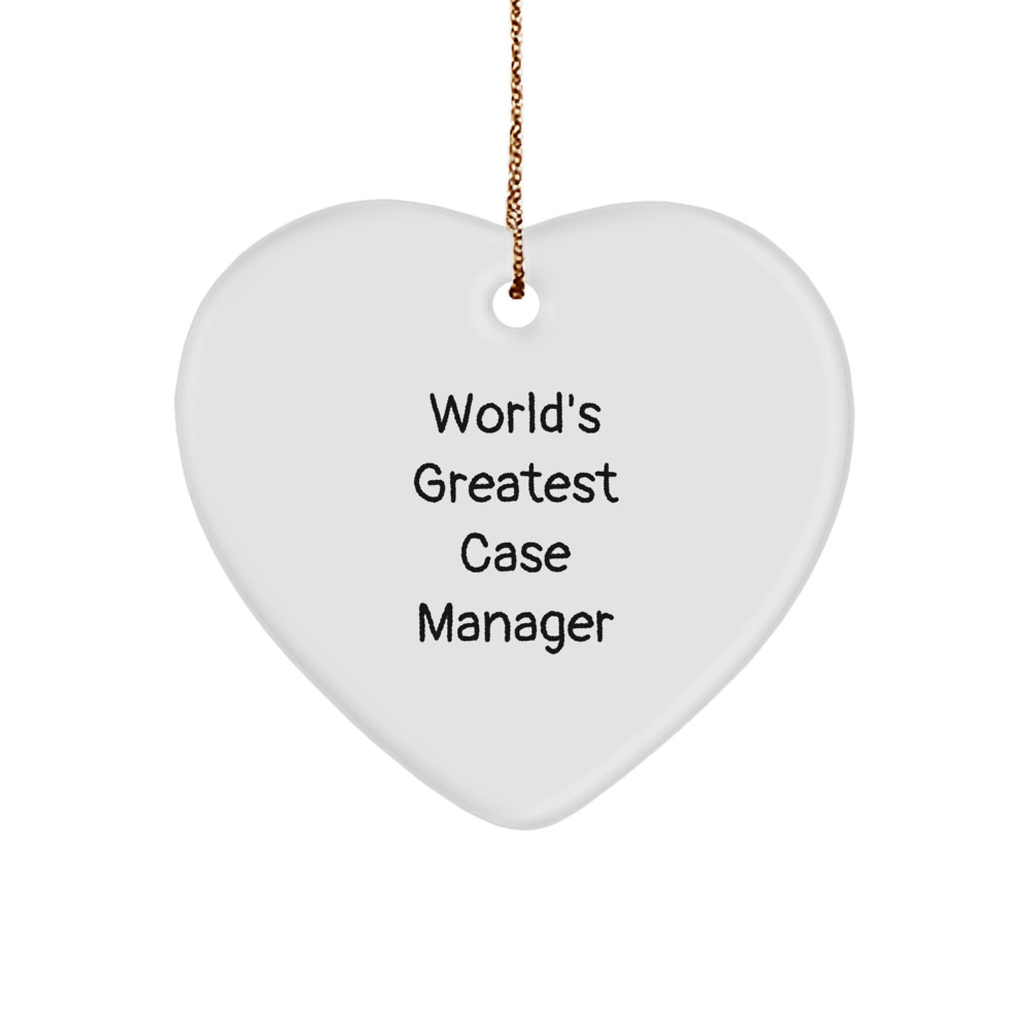 Funny Case Manager Gifts for Christmas, 'World's Greatest Case Manager' Heart Ornament, Gifts from Friends and Family - Image 1