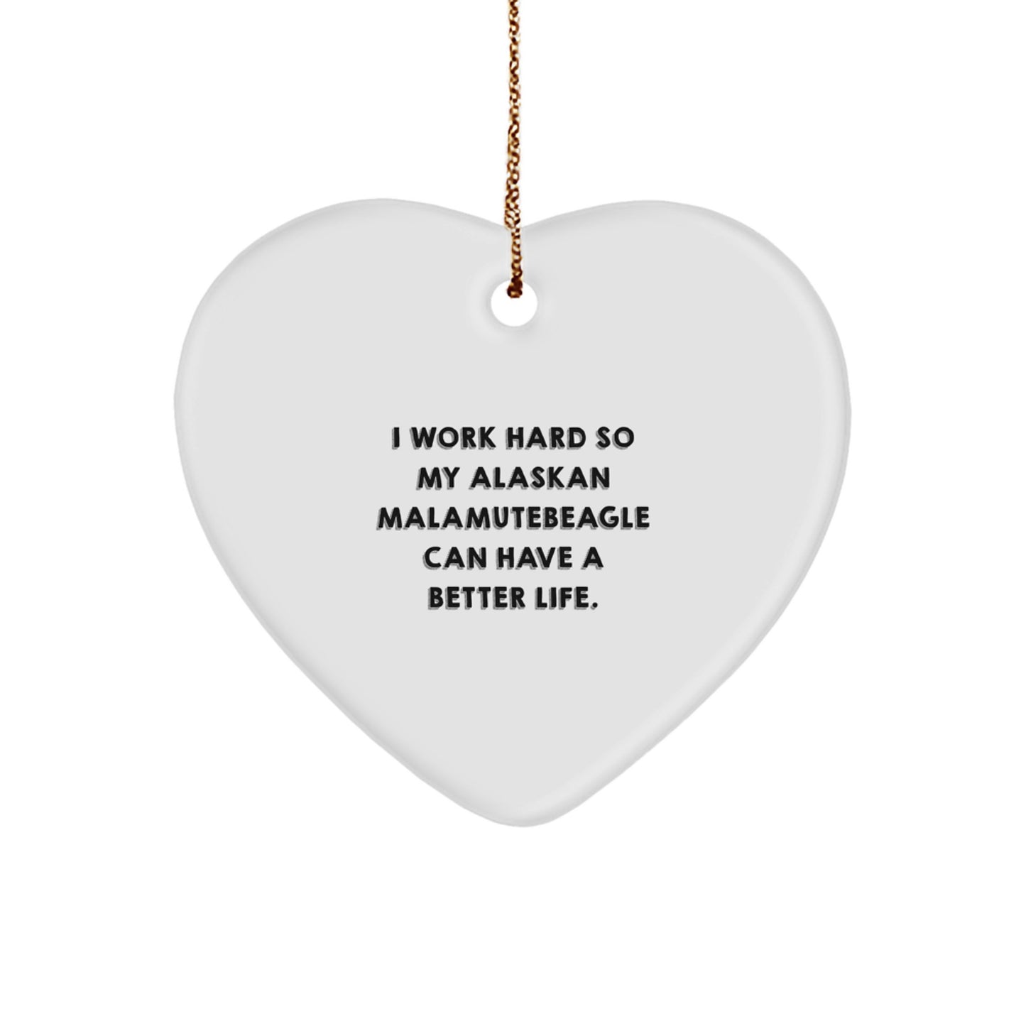 Funny Alaskan Malamute Dog Heart Ornament, Gifts for Alaskan Malamute Dog Lover, Christmas Unique Gifts from Family, Heartfelt Alaskan Malamutebeagle Love - Image 1