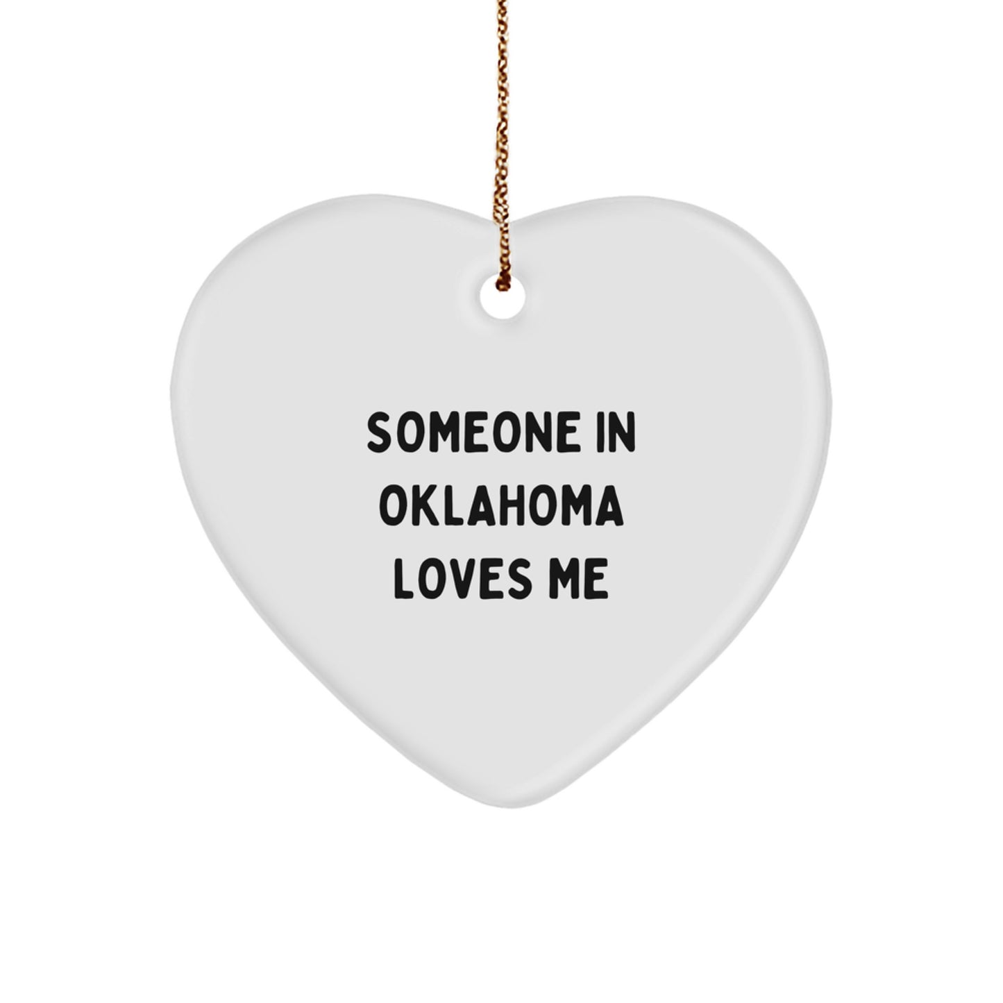 Unique Oklahoma Heart Ornament Gifts from Someone in Oklahoma Loves Me for Christmas - Image 1