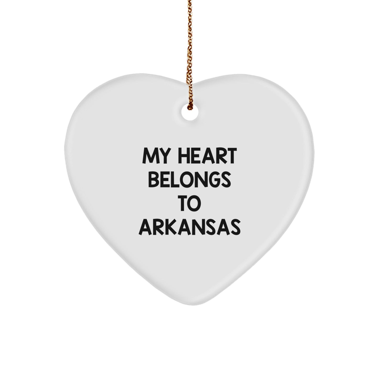 Heartfelt Arkansas Gifts from Friends: 'My Heart Belongs To Arkansas' Christmas Ornament - Image 1