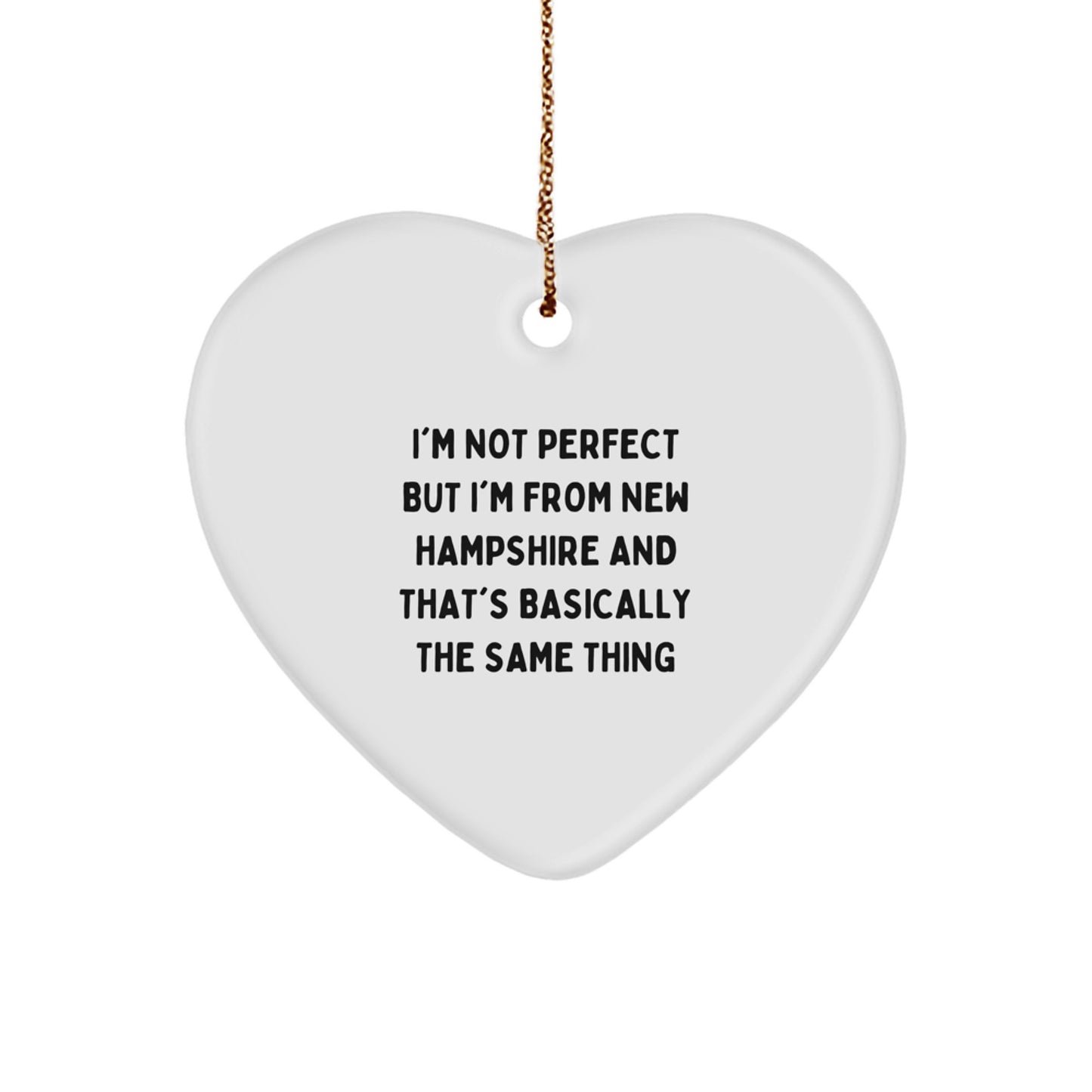 New Hampshire Gifts from Friends - Funny Heart Ornament, Gifts for New Hampshire Lovers, Christmas Unique Gifts, Gifts from Men to Women, Heart Shaped Ornament, Made in USA - Image 1