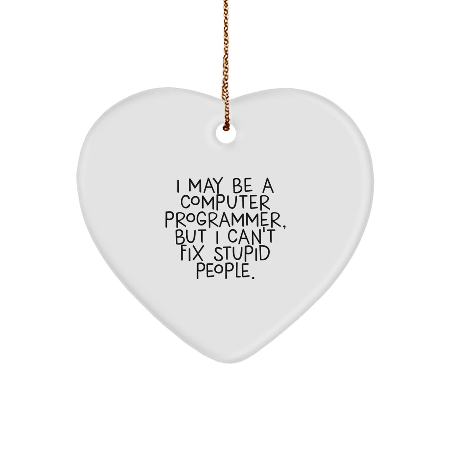 Funny Computer Programmer Heart Ornament Gifts from Friends - I May Be A Computer Programmer, But I Can't Fix Stupid People. Christmas Unique Gifts for Men - Image 1
