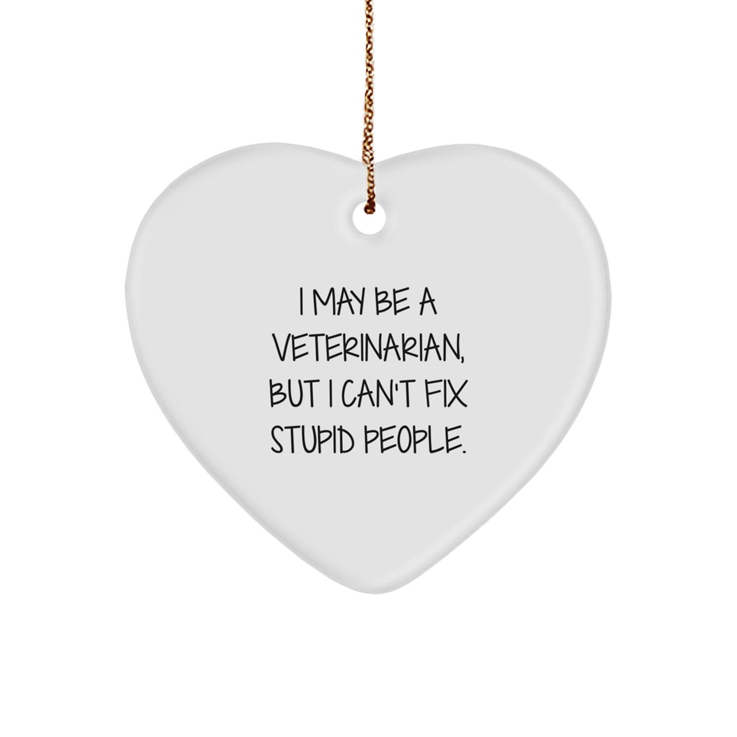 Funny Veterinarian Gifts from Men to Coworkers, 'I May Be A Veterinarian, But I Can't Fix Stupid People.' Heart Ornament for Christmas Unique Gifts - Image 1