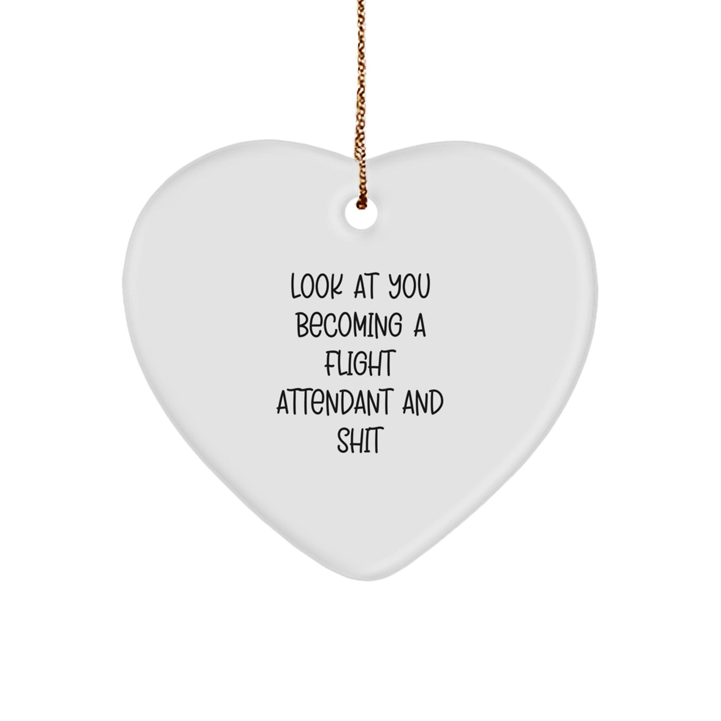Christmas Unique Gift for Her Funny Flight Attendant Heart Ornament Present - Image 1