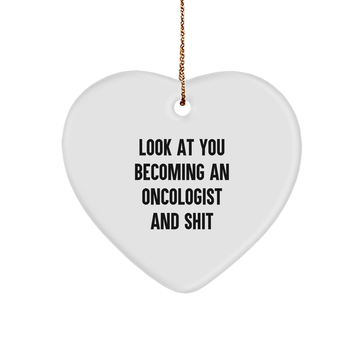 Funny Oncologist Gifts, Heart Ornament for Oncologist, 'Look At You Becoming An Oncologist And Shit' Christmas Unique Gifts from Friends - Image 1