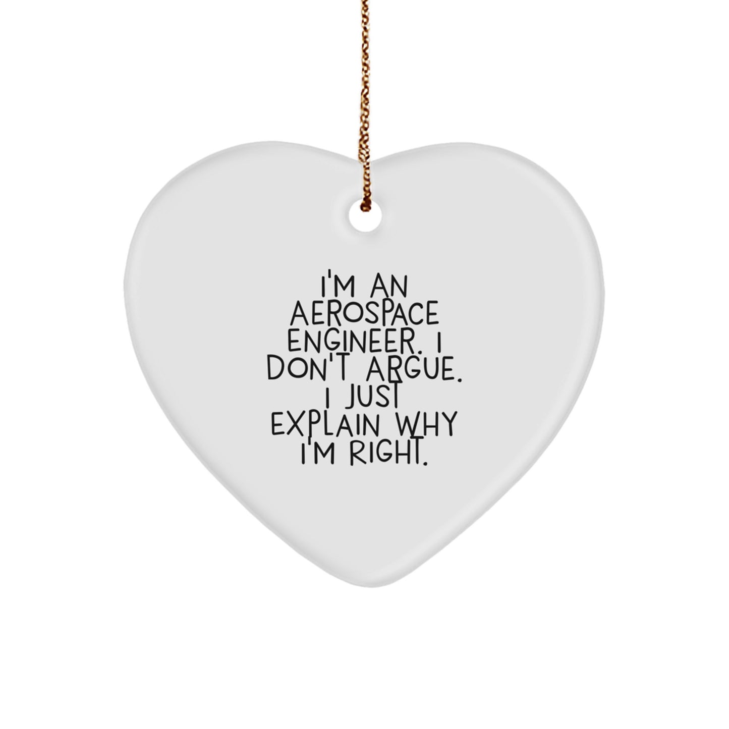 Christmas Gift Heart Ornament for Her Aerospace Engineer Present - Image 1