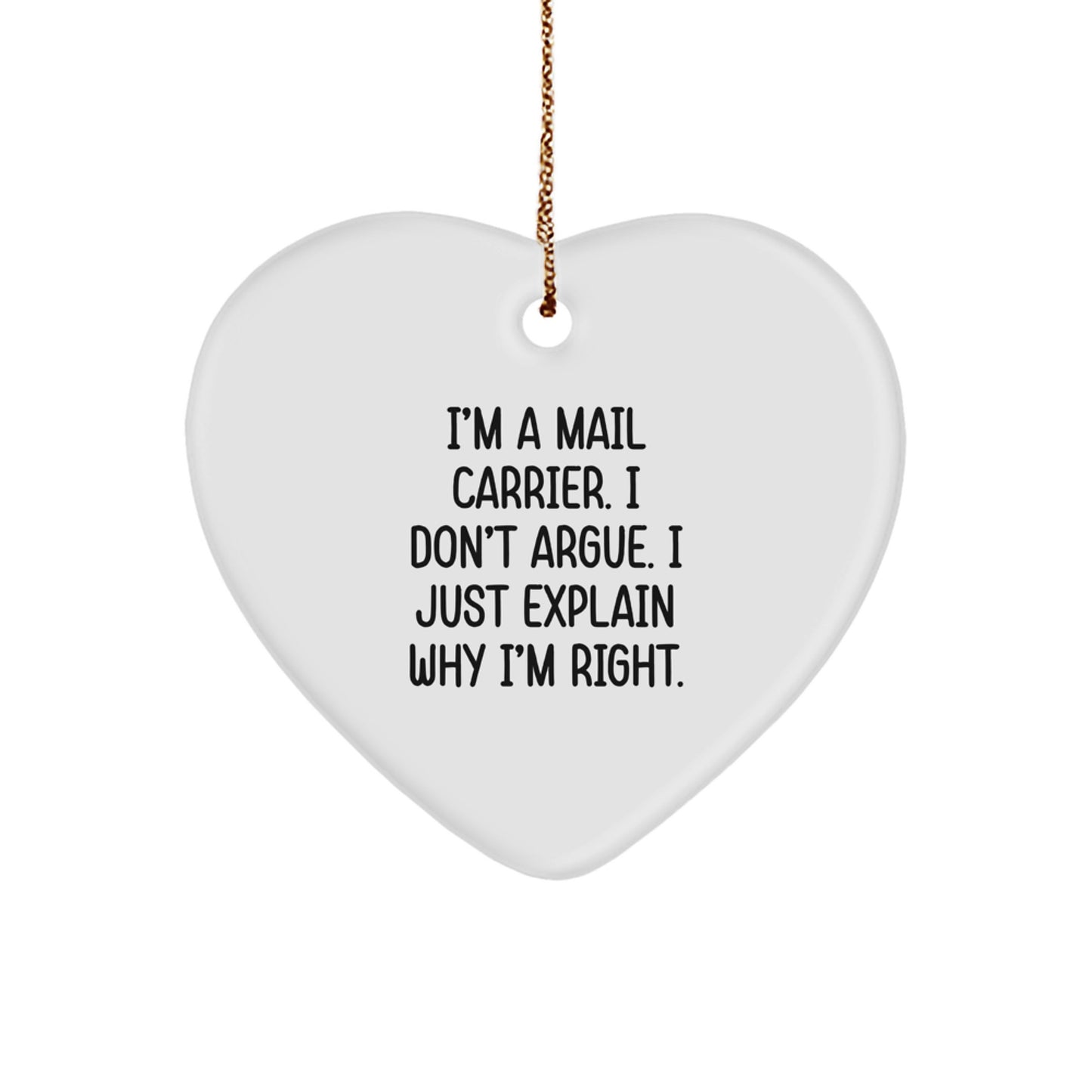 Funny Mail Carrier Heart Ornament Gifts for Mail Carrier Men or Women, I'm A Mail Carrier, Gifts from Family, Friends, Coworkers, Christmas Unique Gifts - Image 1