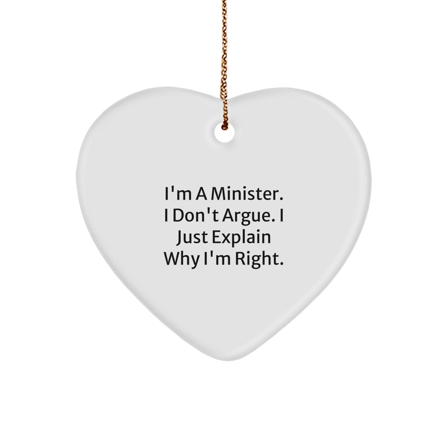 Funny Minister Gifts, Heart Ornament for Ministers, Christmas Unique Gifts from Men to Ministers - Image 1
