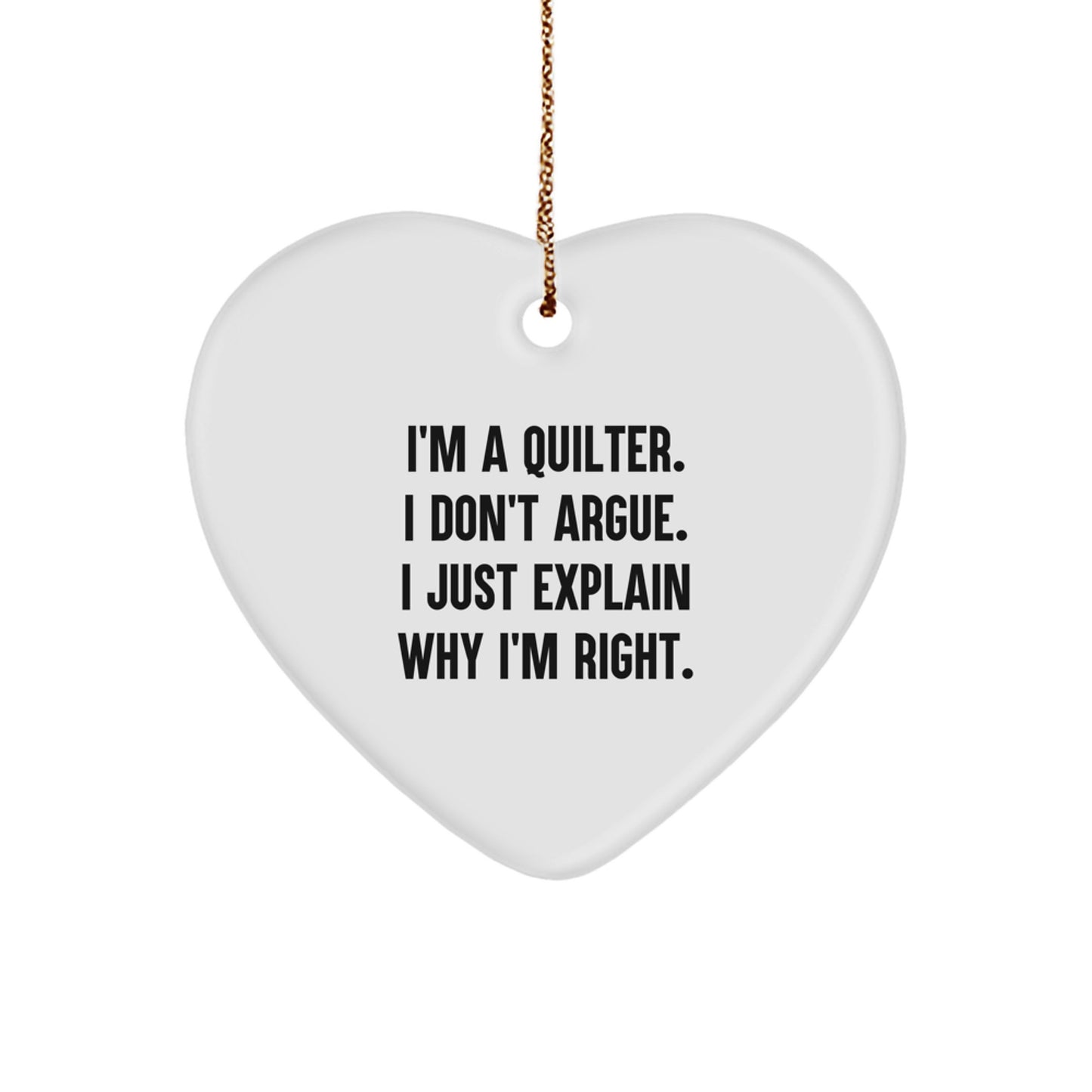 Funny Quilter Gifts from Family - Heart Ornament for Quilter Lover, Christmas Unique Gifts for Men and Women - Image 1