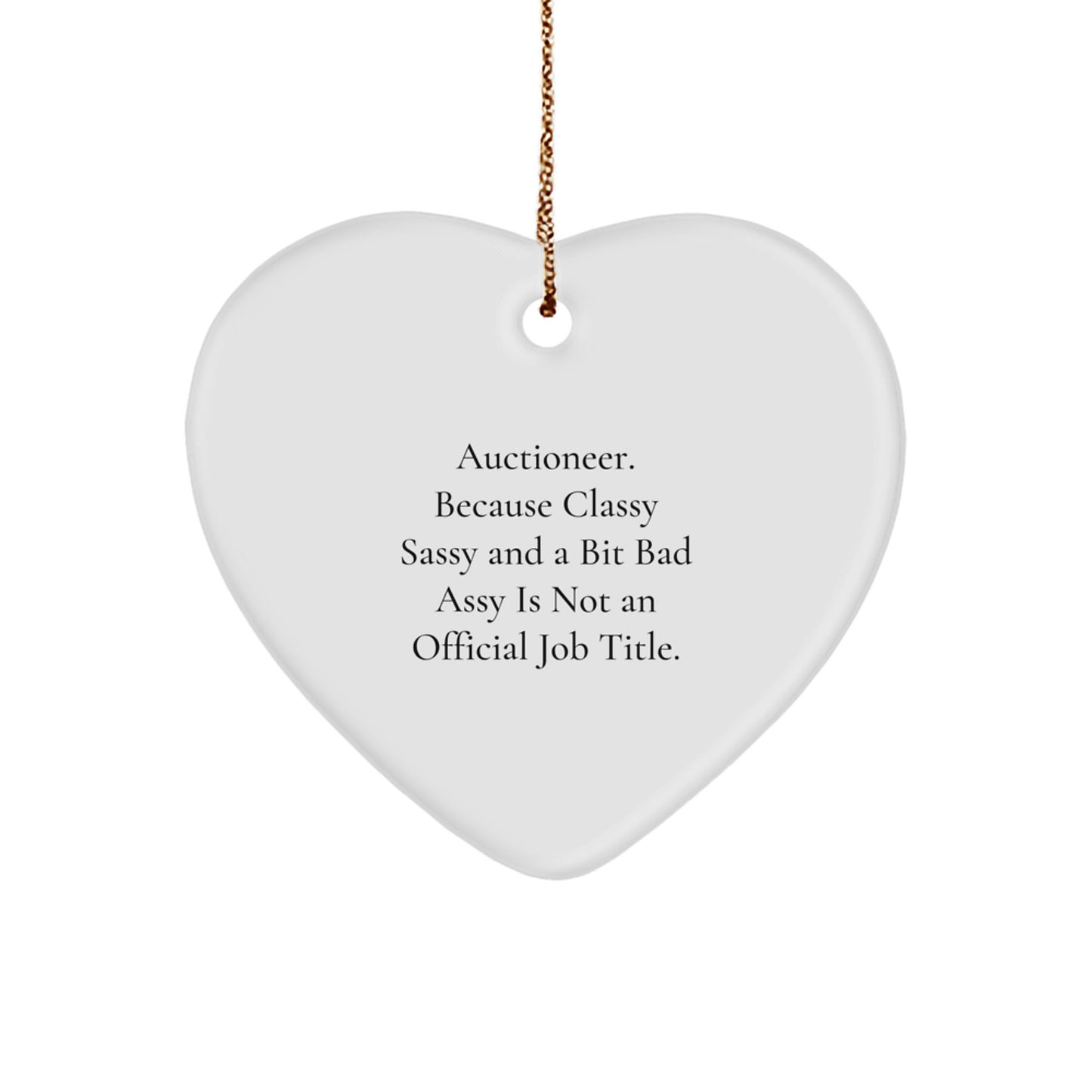 Quirky Auctioneer Heart Ornament Gifts from Friends and Family for Christmas - Image 1