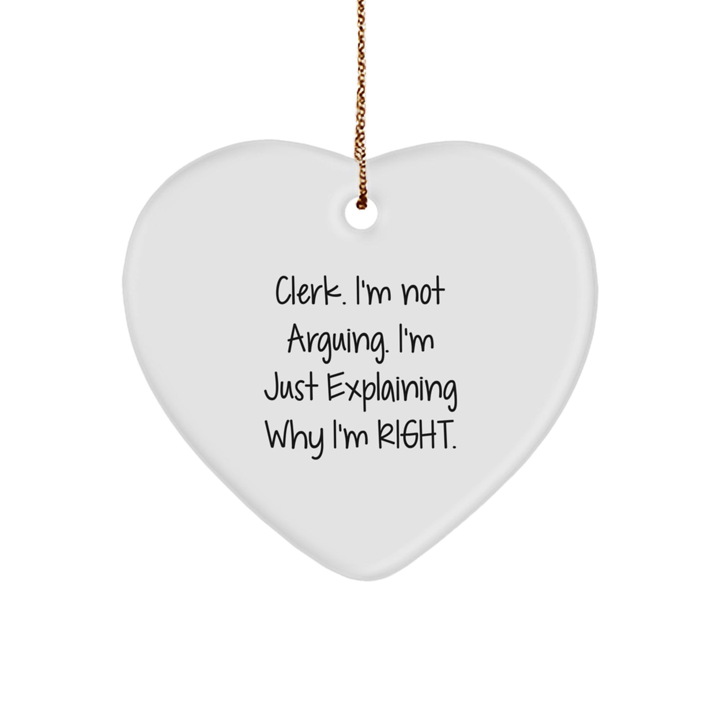 Funny Clerk Gifts from Friends Christmas Heart Ornament for Coworkers - Image 1