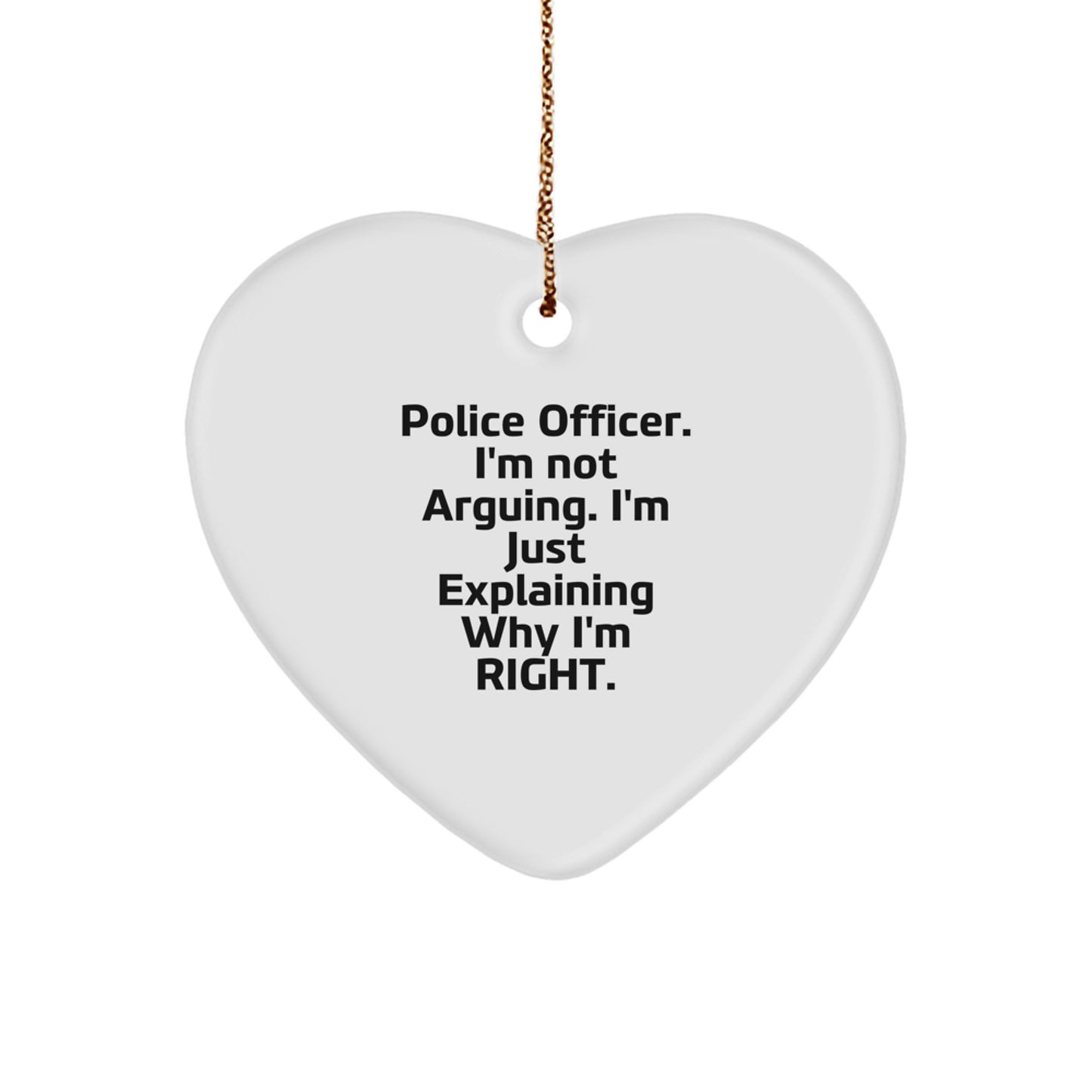 Funny Police Officer Heart Ornament Gifts for Men, Police Officer Christmas Unique Gifts from Family, Friends, or Coworkers - Image 1