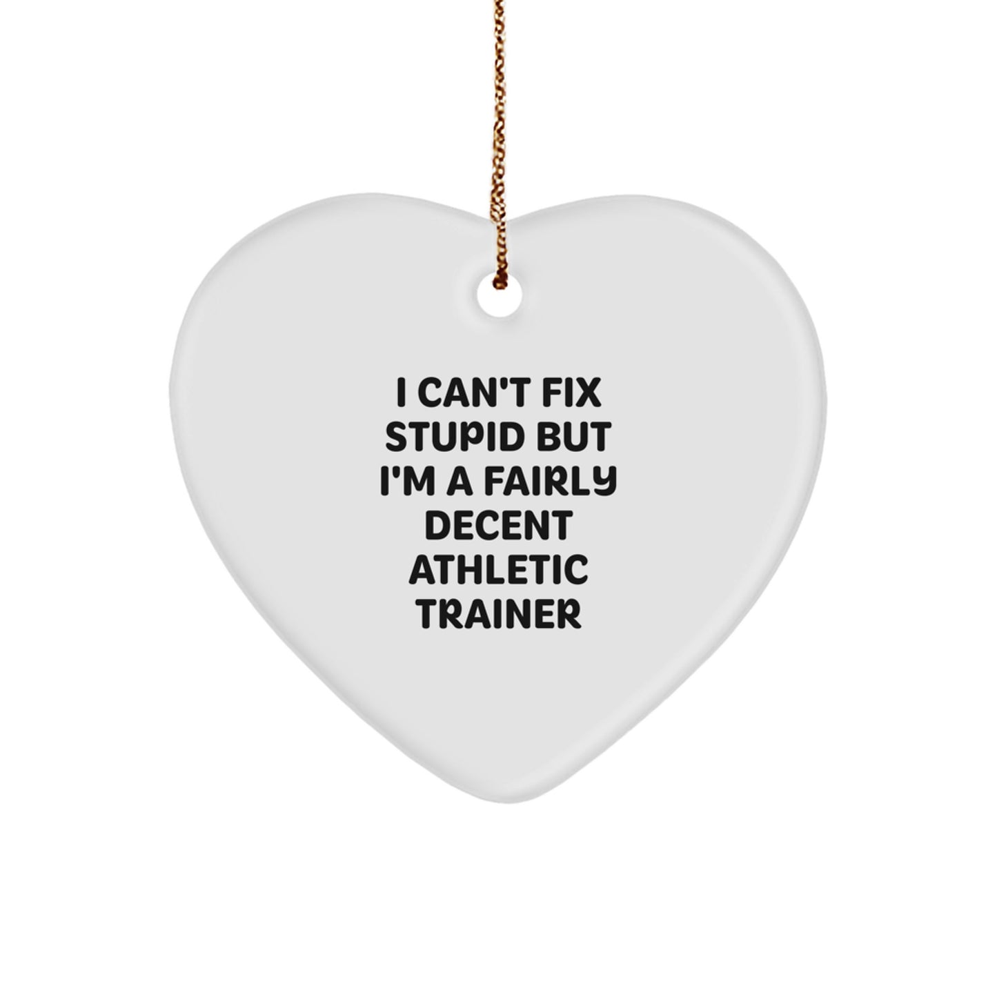 Funny Gifts from Friends to Athletic Trainers - Heart Ornament with 'I Can't Fix Stupid' Humor - Christmas Unique Gifts for Men and Women - Image 1