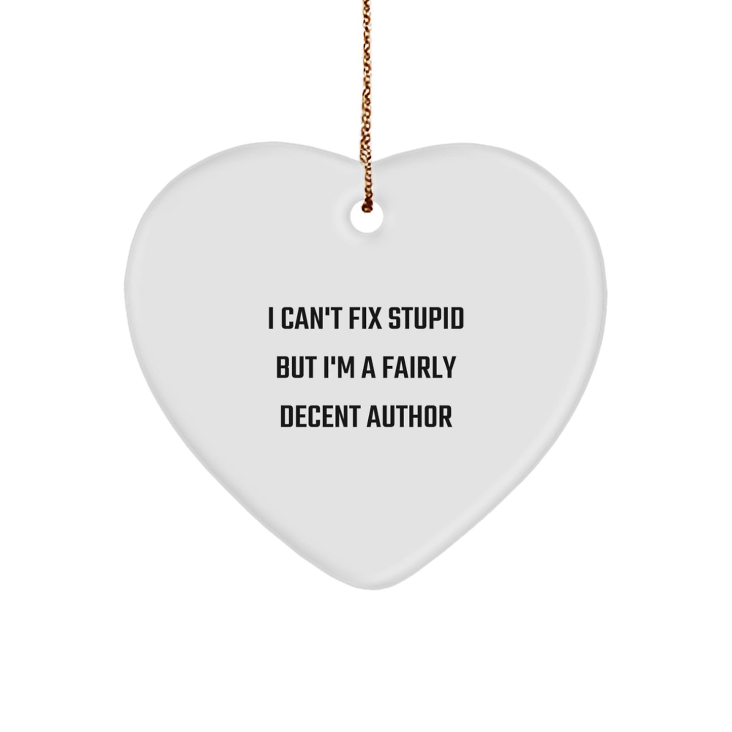 Author Christmas Ornament Sassy Novelty White Heart Gift for Friends - Image 1