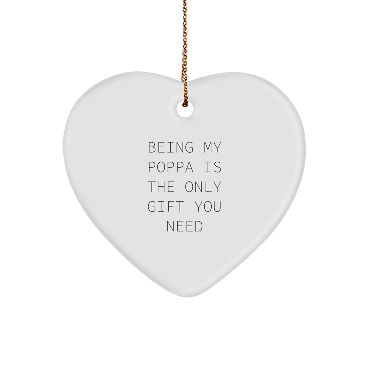 Poppa Keepsake Heart-Shaped White Christmas Ornament for Him Gift - Image 1