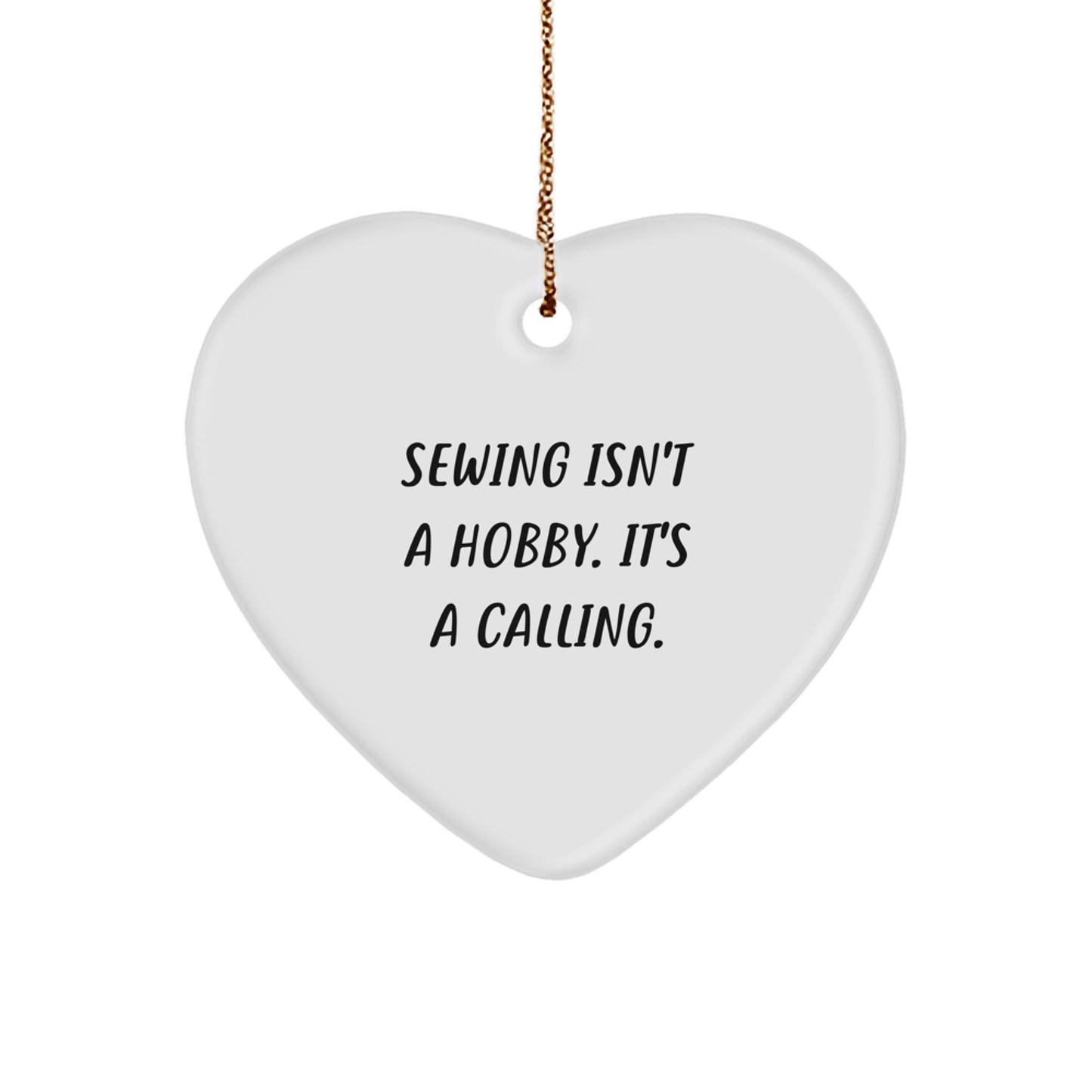 Christmas Unique Gift for Her Sewing Calling Heart Ornament Present - Image 1