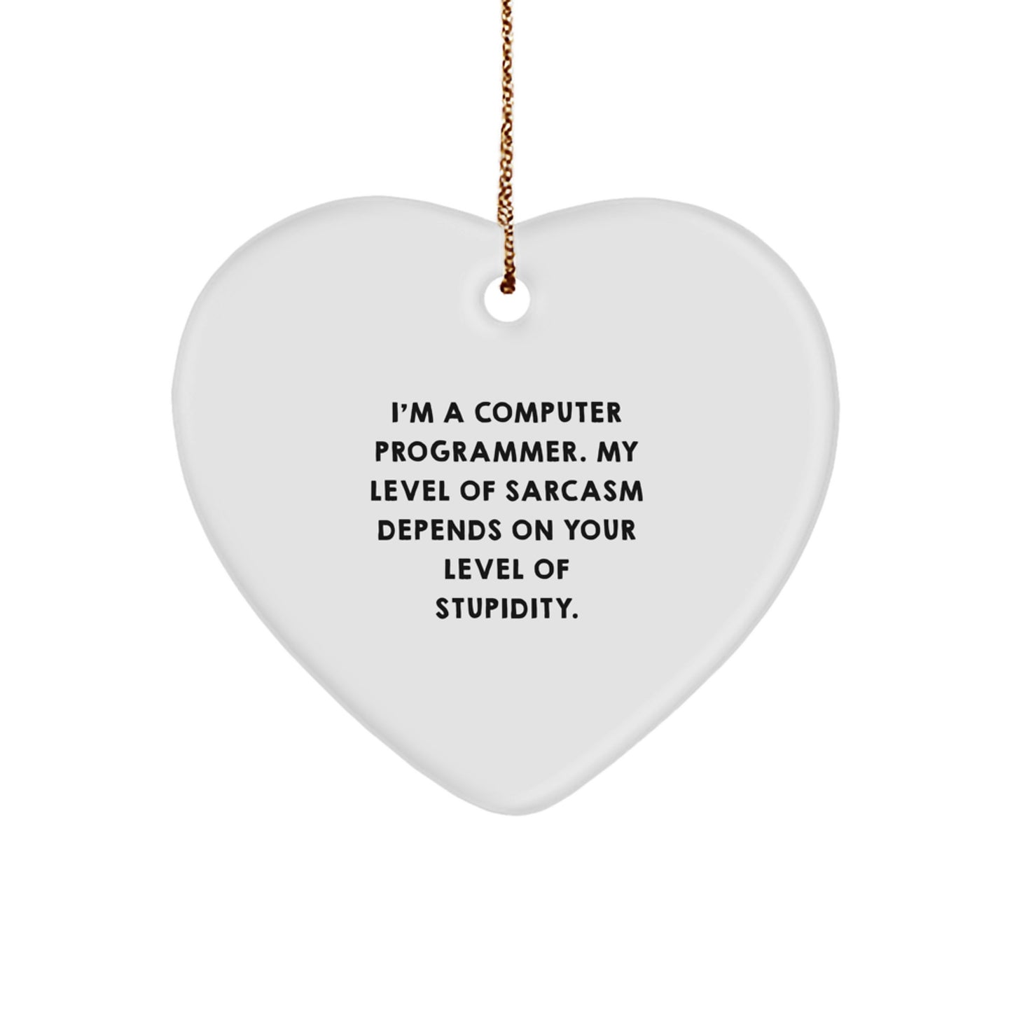 Funny Computer Programmer Gifts from Men to Colleagues, Computer Programmer Heart Ornament with Sarcasm Quote for Christmas Unique Gifts - Image 1
