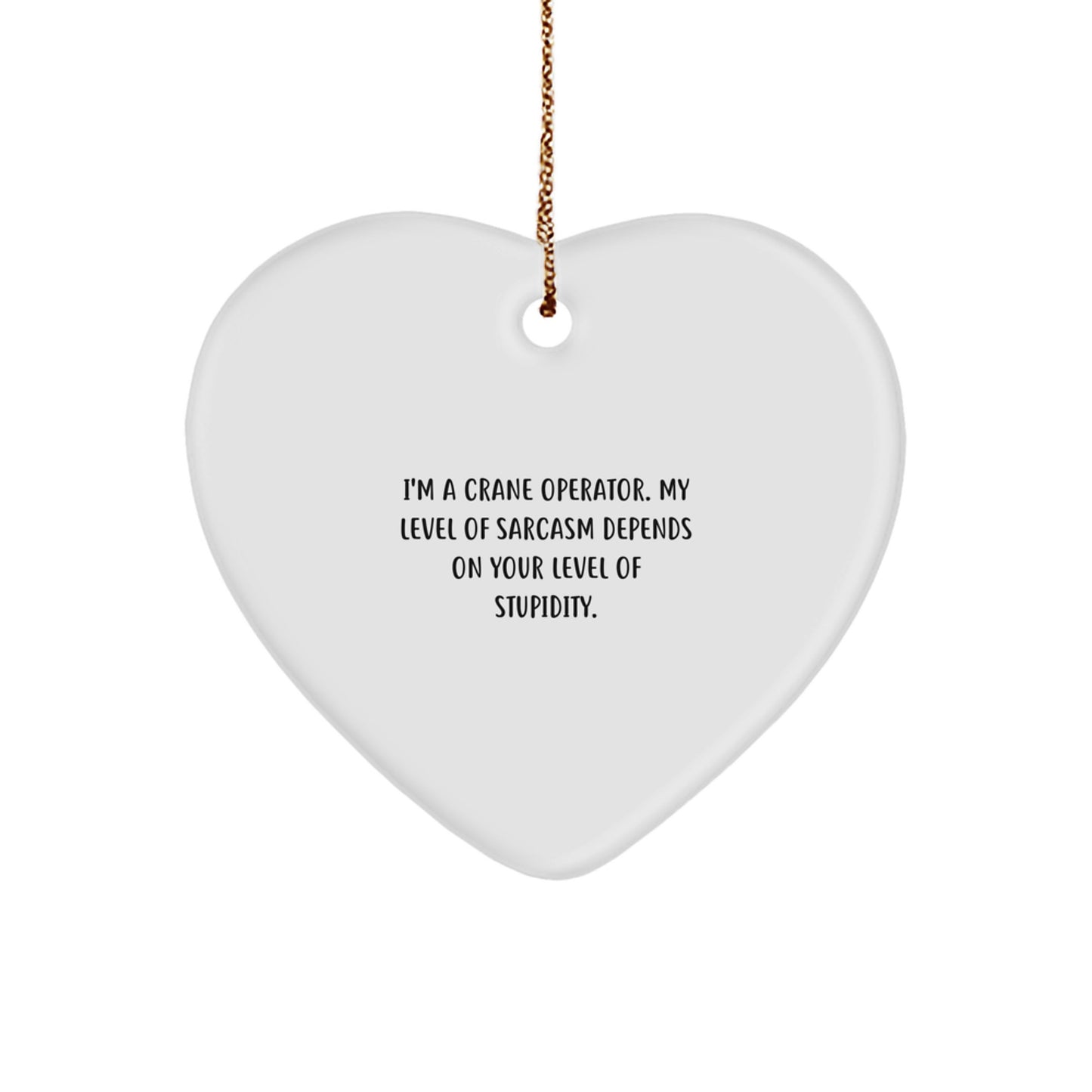 Funny Crane Operator Gifts from Men, Gifts for Crane Operator, Heart Ornament with Sarcasm Quote, Unique Christmas Unique Gifts - Image 1