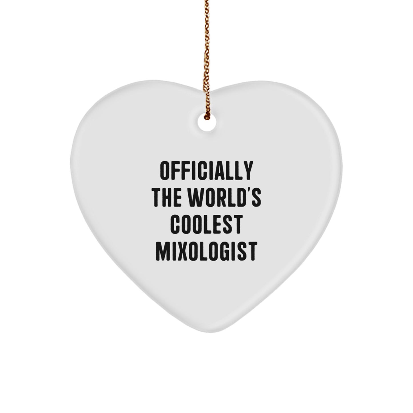 Gifts from Friends and Family for the Officially World's Coolest Mixologist, Heart Ornament for Christmas - Image 1