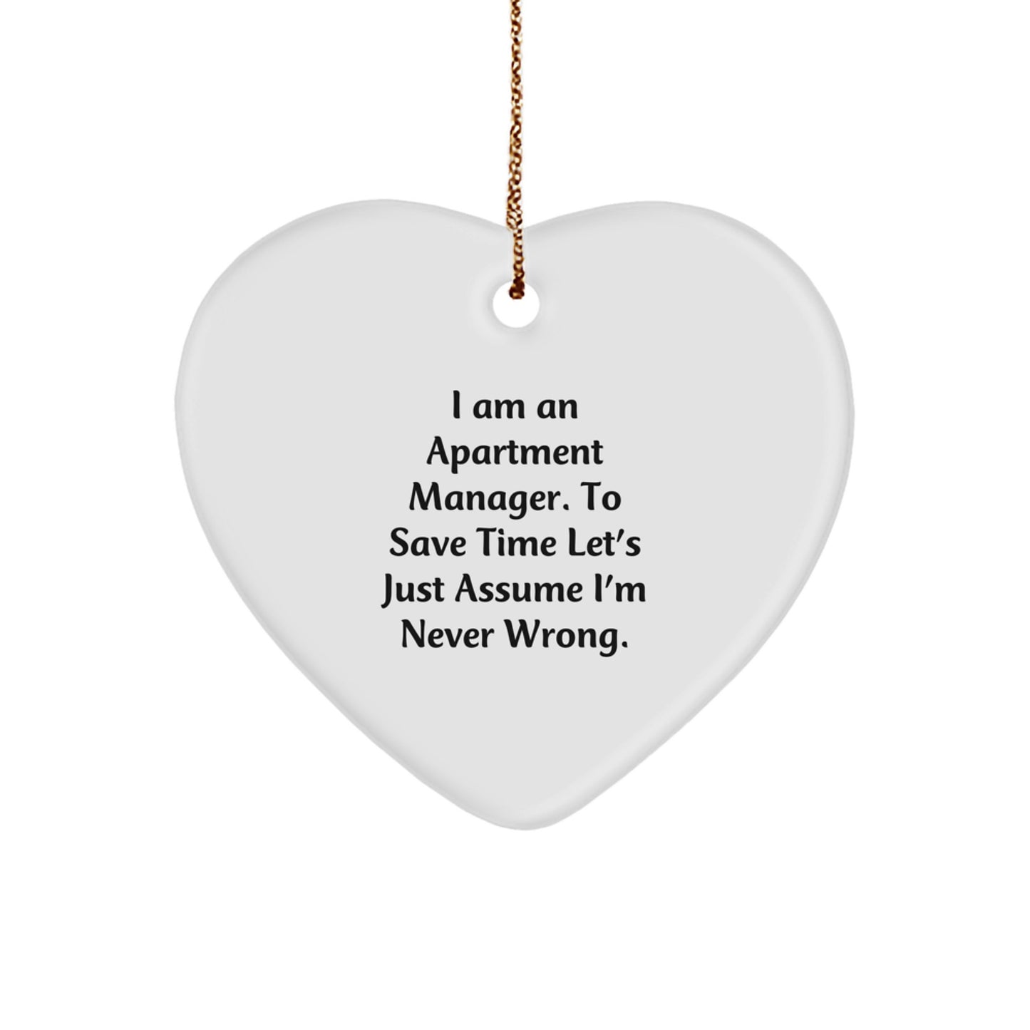 Funny Quote Apartment Manager Christmas Heart Ornament Gifts from Friends, Cute Heart Shaped Decor for Apartment Manager Gifts for Women, Men, Family, Coworkers - Image 1