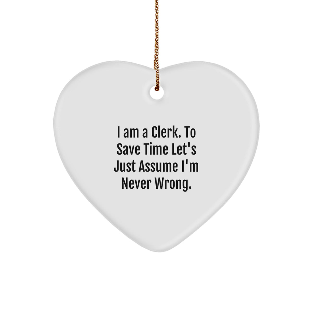 Christmas Gift for Her Present Clerk Keepsake Heart Ornament - Image 1